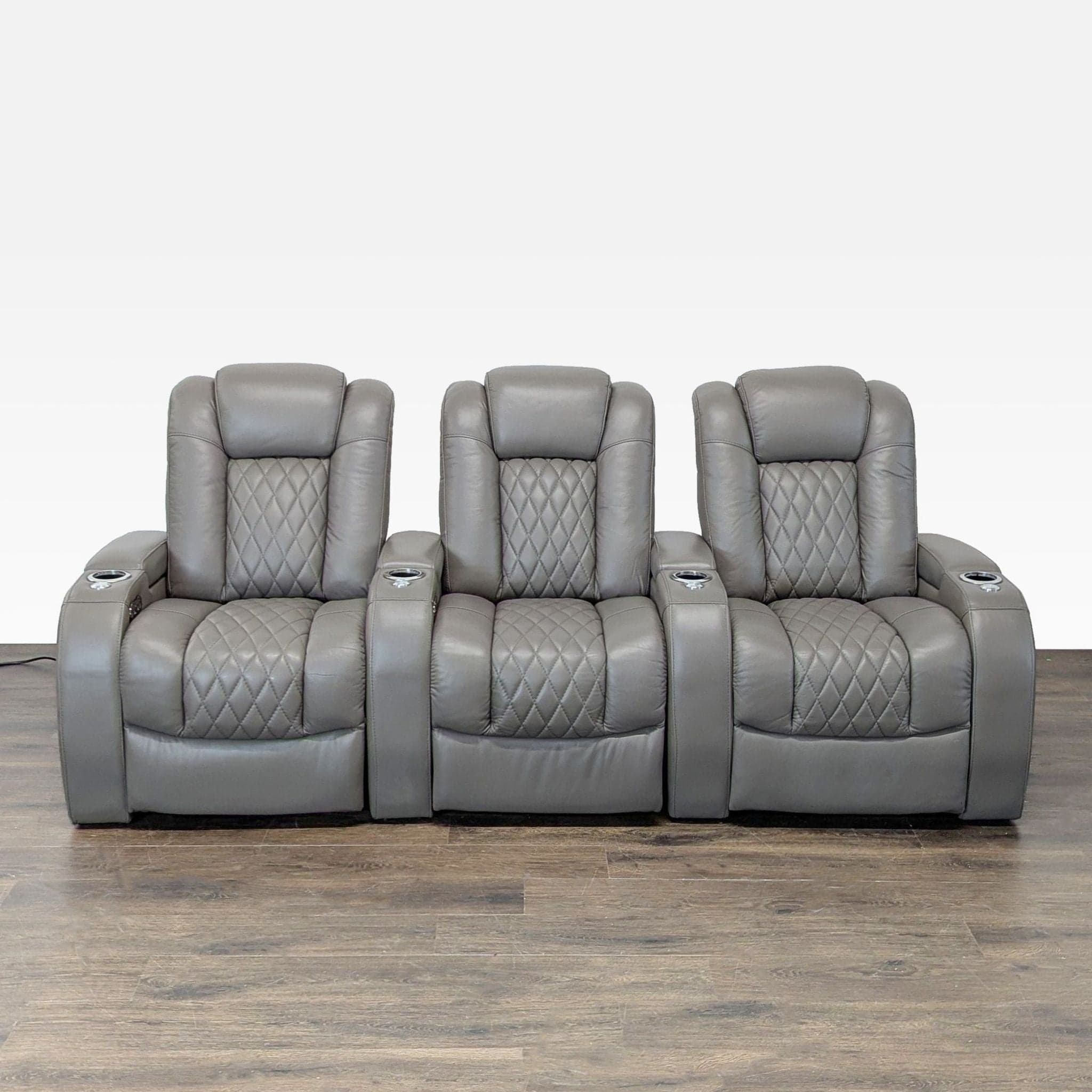 Seatcraft Muse 3-Seat Power Reclining Home Theater Sofa with Cup Holders - Image 1