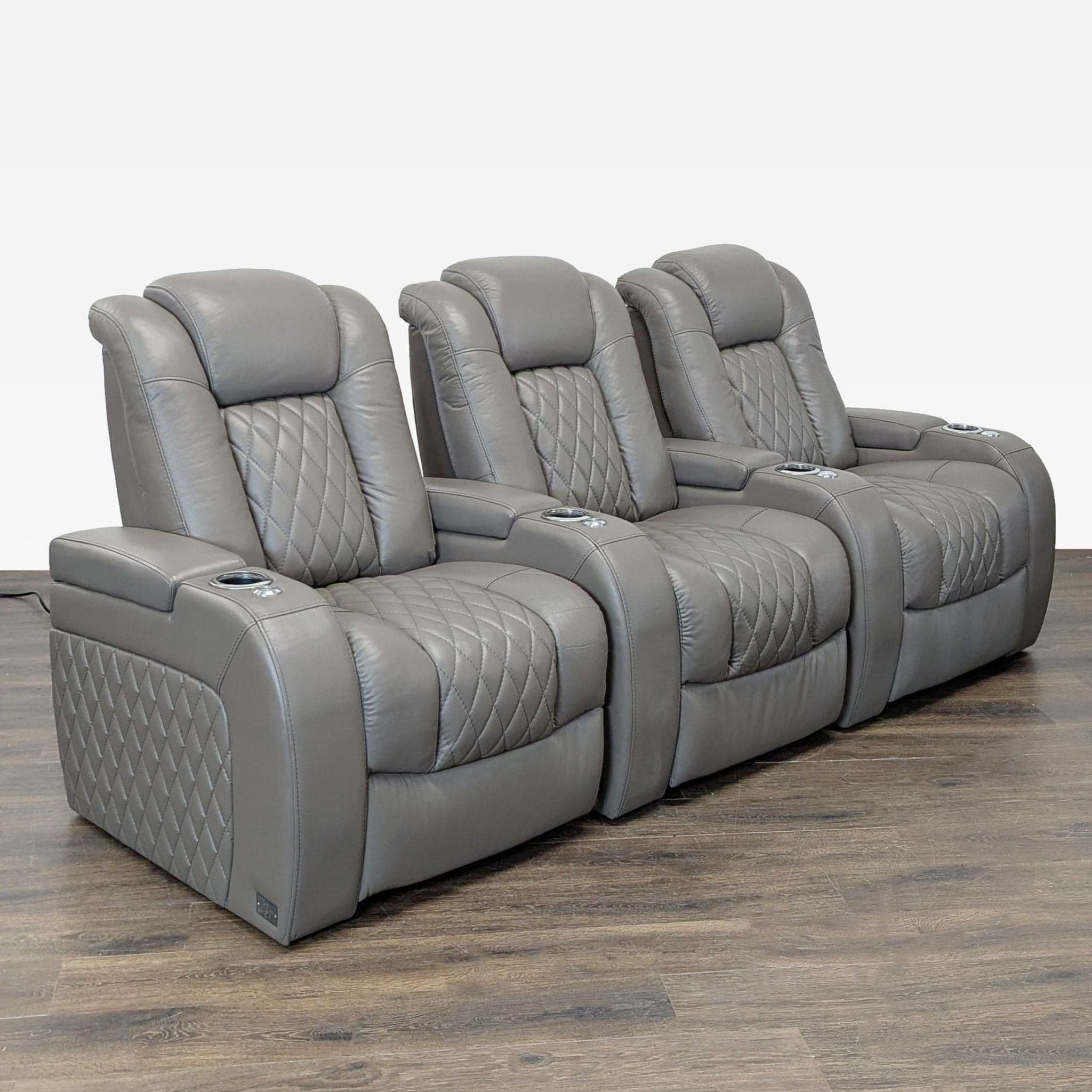 Seatcraft Muse 3-Seat Power Reclining Home Theater Sofa with Cup Holders - Thumbnail 3