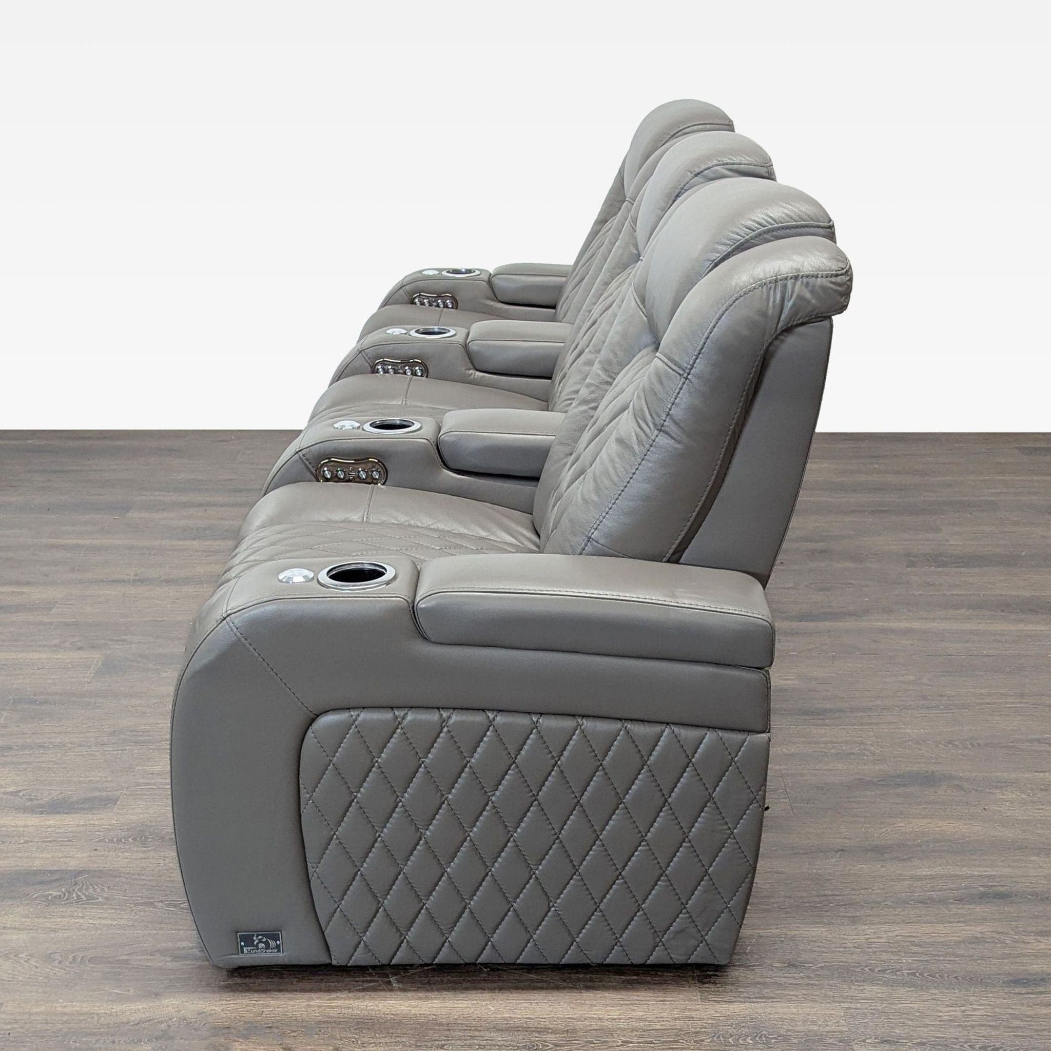 Seatcraft Muse 3-Seat Power Reclining Home Theater Sofa with Cup Holders - Thumbnail 6