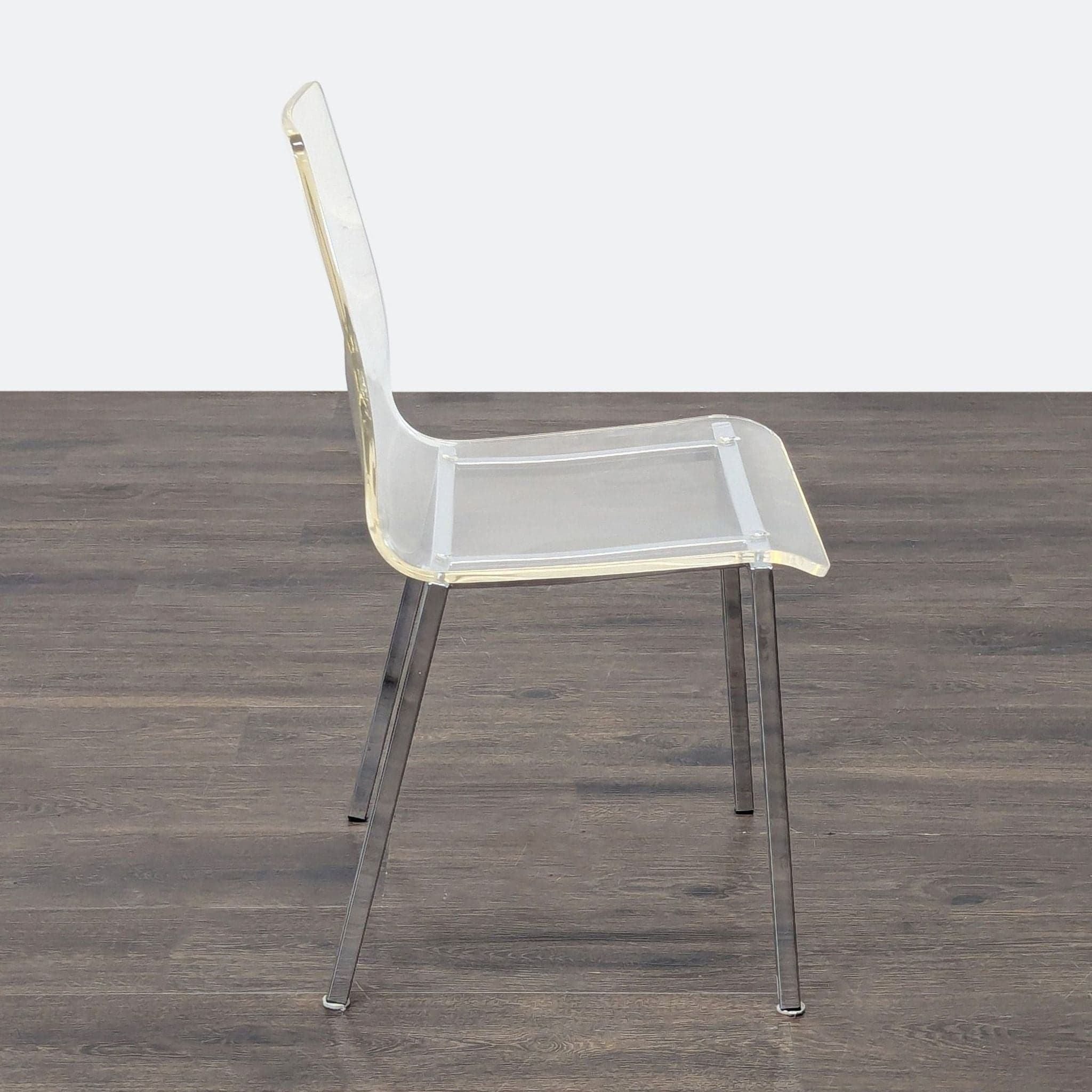 Clear Plastic Dining Chair on Metal Base - Thumbnail 2