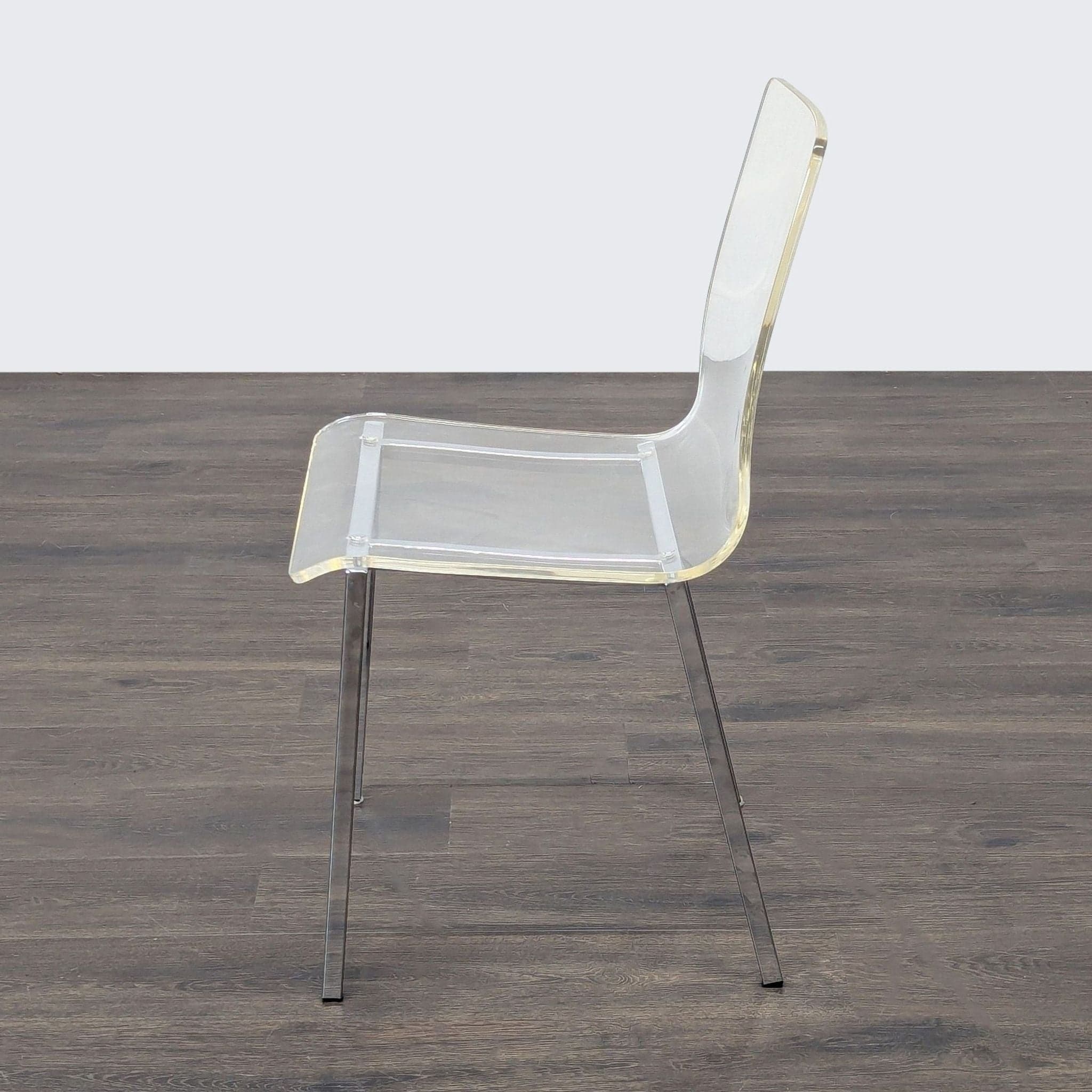Clear Plastic Dining Chair on Metal Base - Thumbnail 6