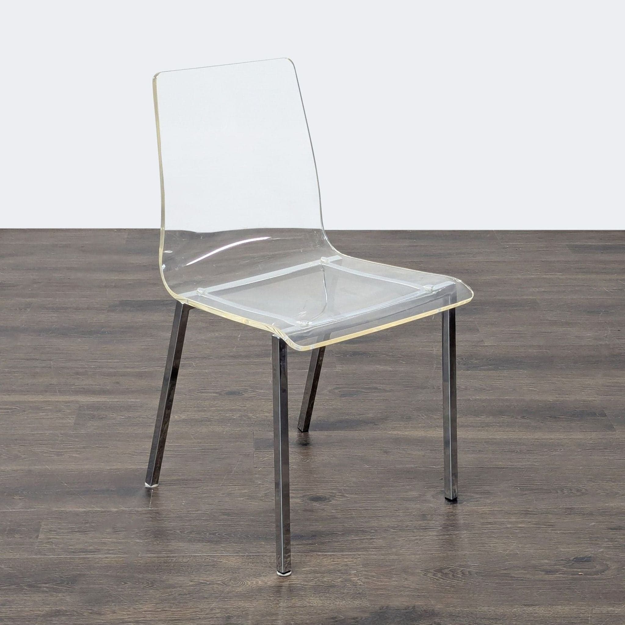 Clear Plastic Dining Chair on Metal Base - Thumbnail 3