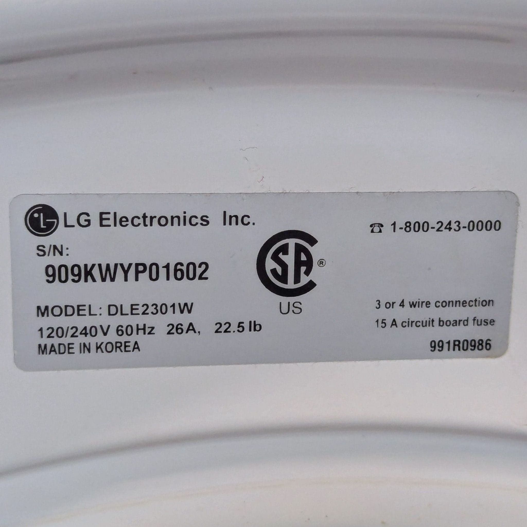 LG Front Load Dryer - White, Sensor Dry, Great Condition - Thumbnail 5