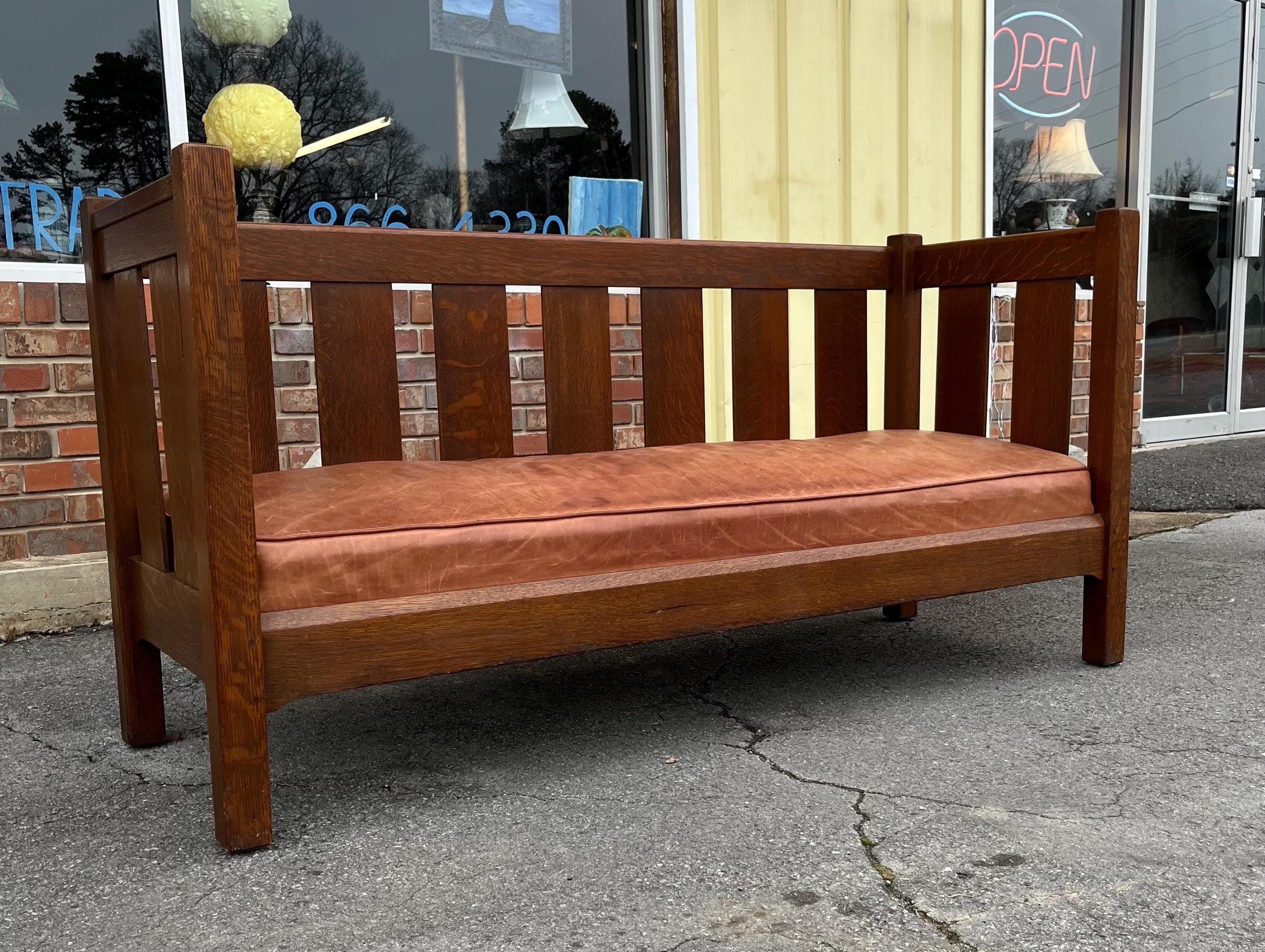 Early 20th Century L. & j.g. Stickley Model 216 Mission Oak Settle - Thumbnail 3