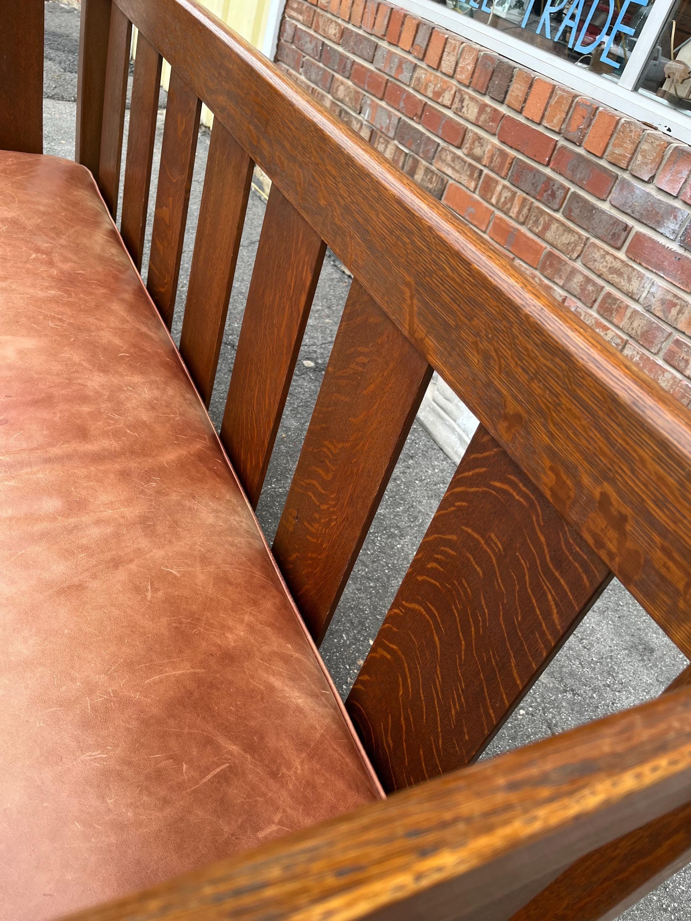 Early 20th Century L. & j.g. Stickley Model 216 Mission Oak Settle - Thumbnail 19