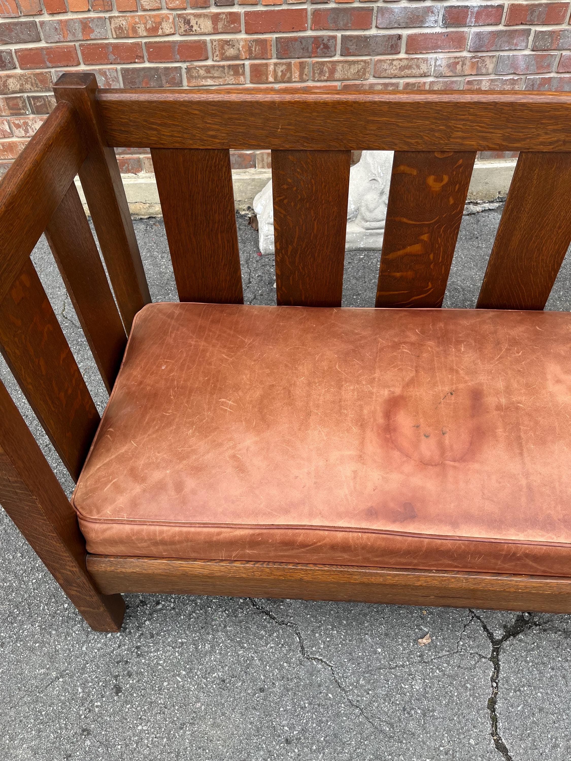 Early 20th Century L. & j.g. Stickley Model 216 Mission Oak Settle - Thumbnail 14