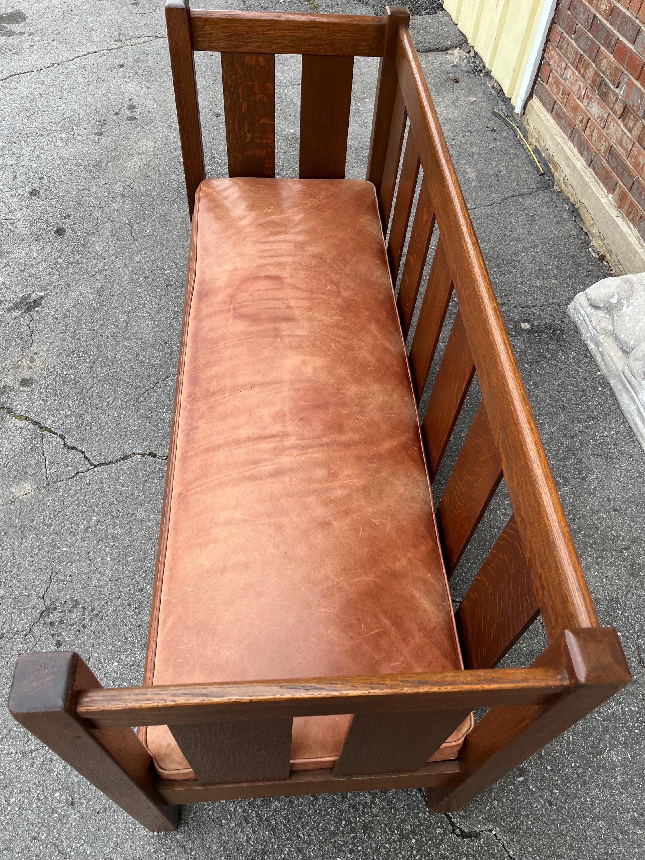 Early 20th Century L. & j.g. Stickley Model 216 Mission Oak Settle - Thumbnail 20