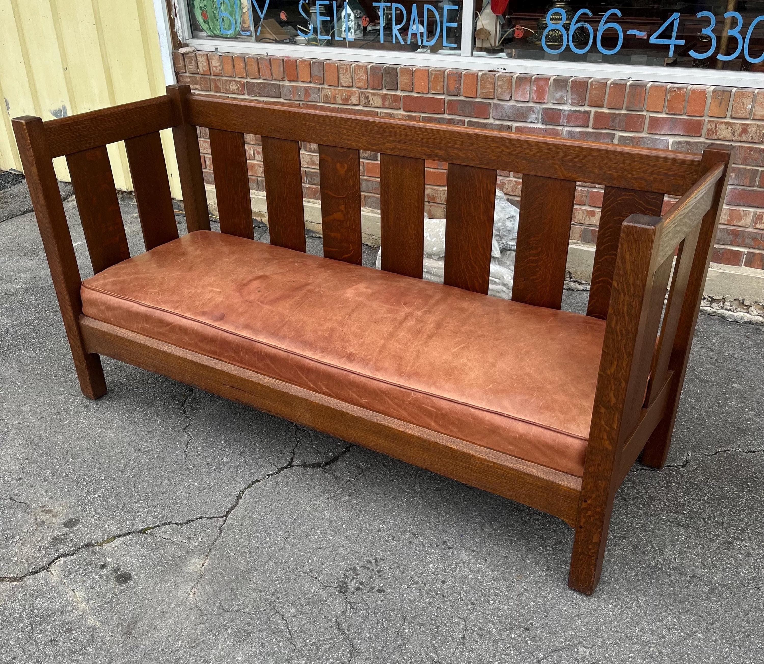 Early 20th Century L. & j.g. Stickley Model 216 Mission Oak Settle - Thumbnail 5