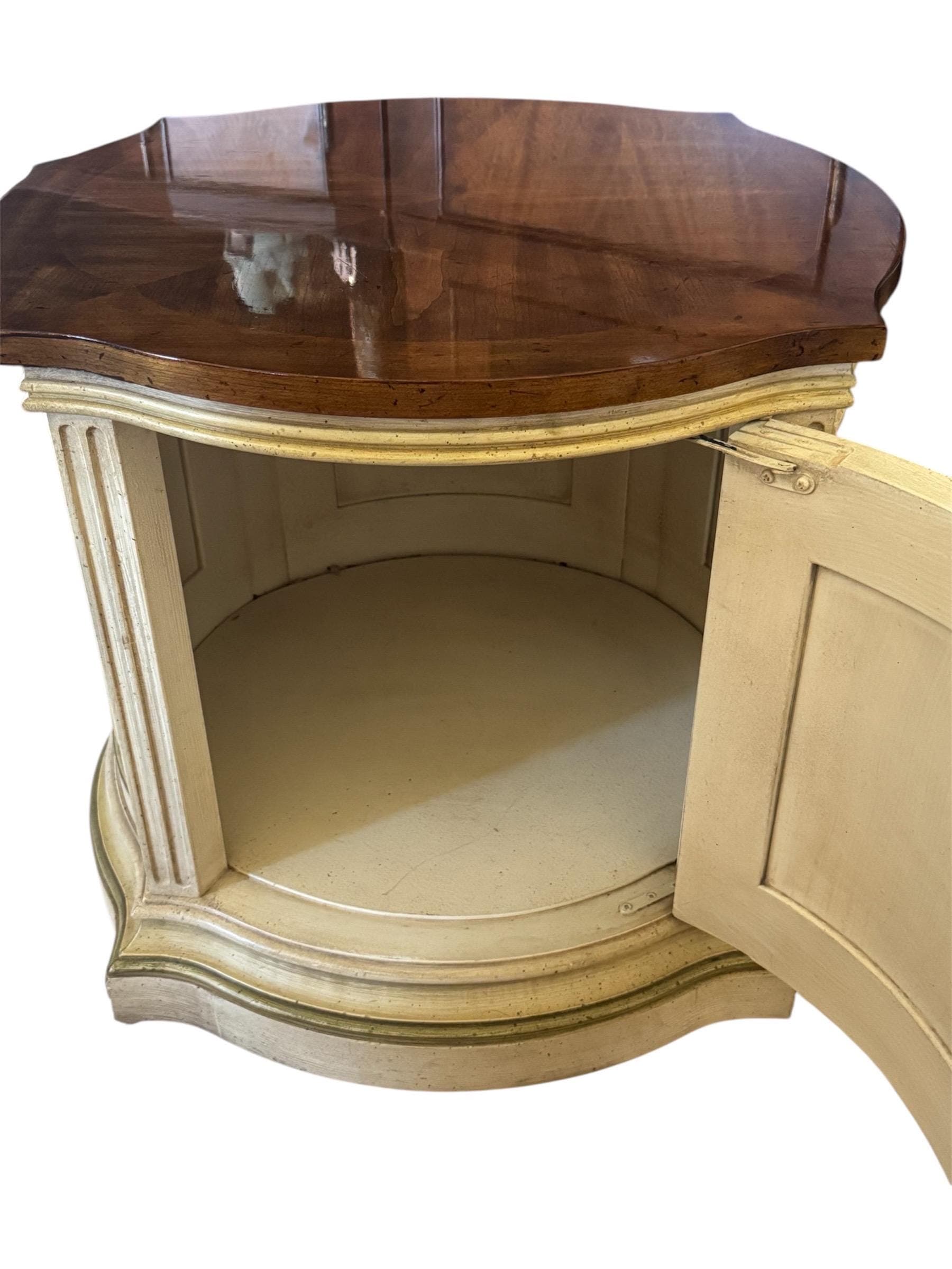 Vintage French Provincial Commode: Sunburst Top, Distressed Cream Accent - Thumbnail 5