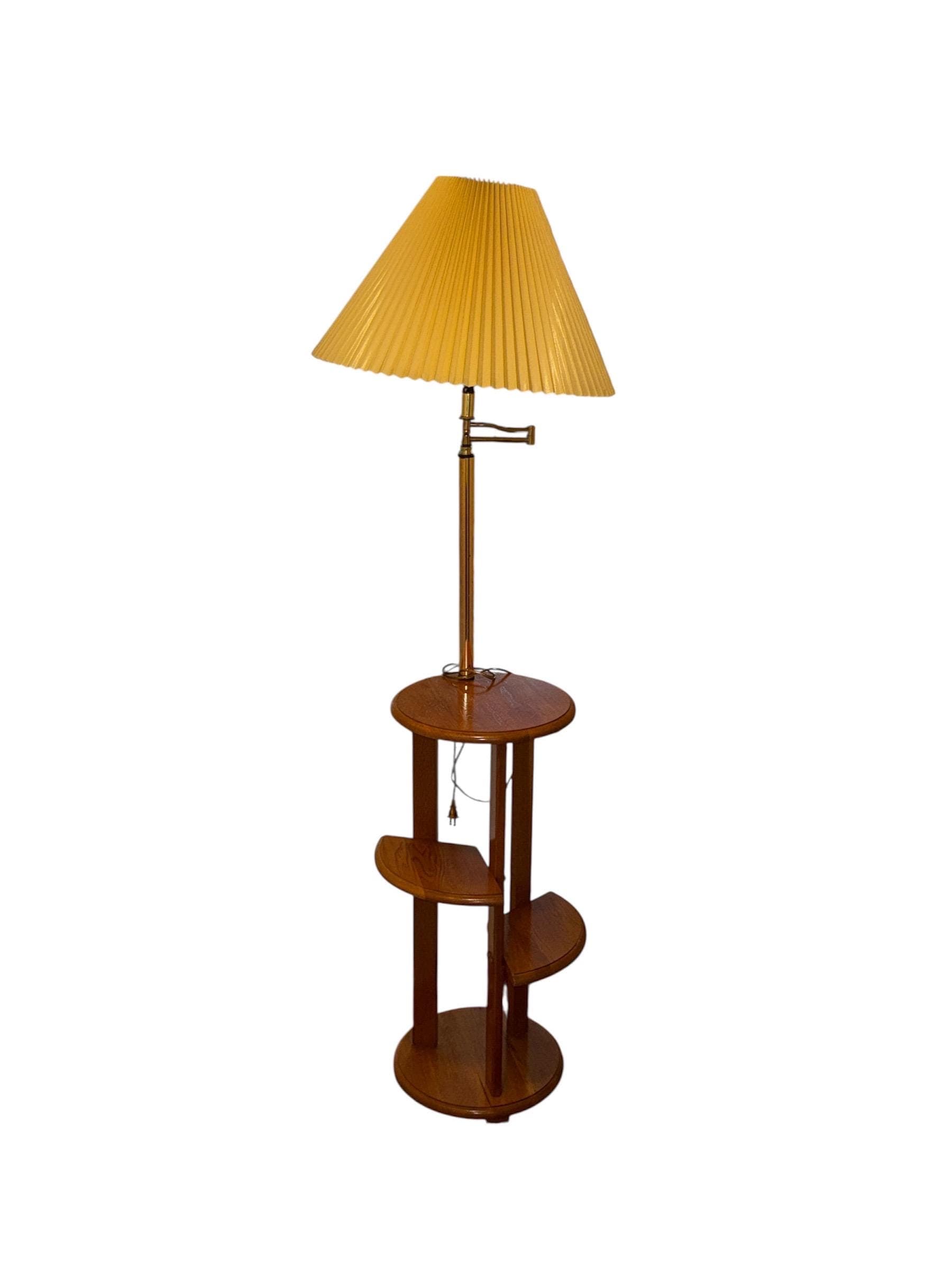 Vintage Anthony California Floor Lamp – Mid Century Oak Plant Stand, Swing Arm Lighting - Thumbnail 4