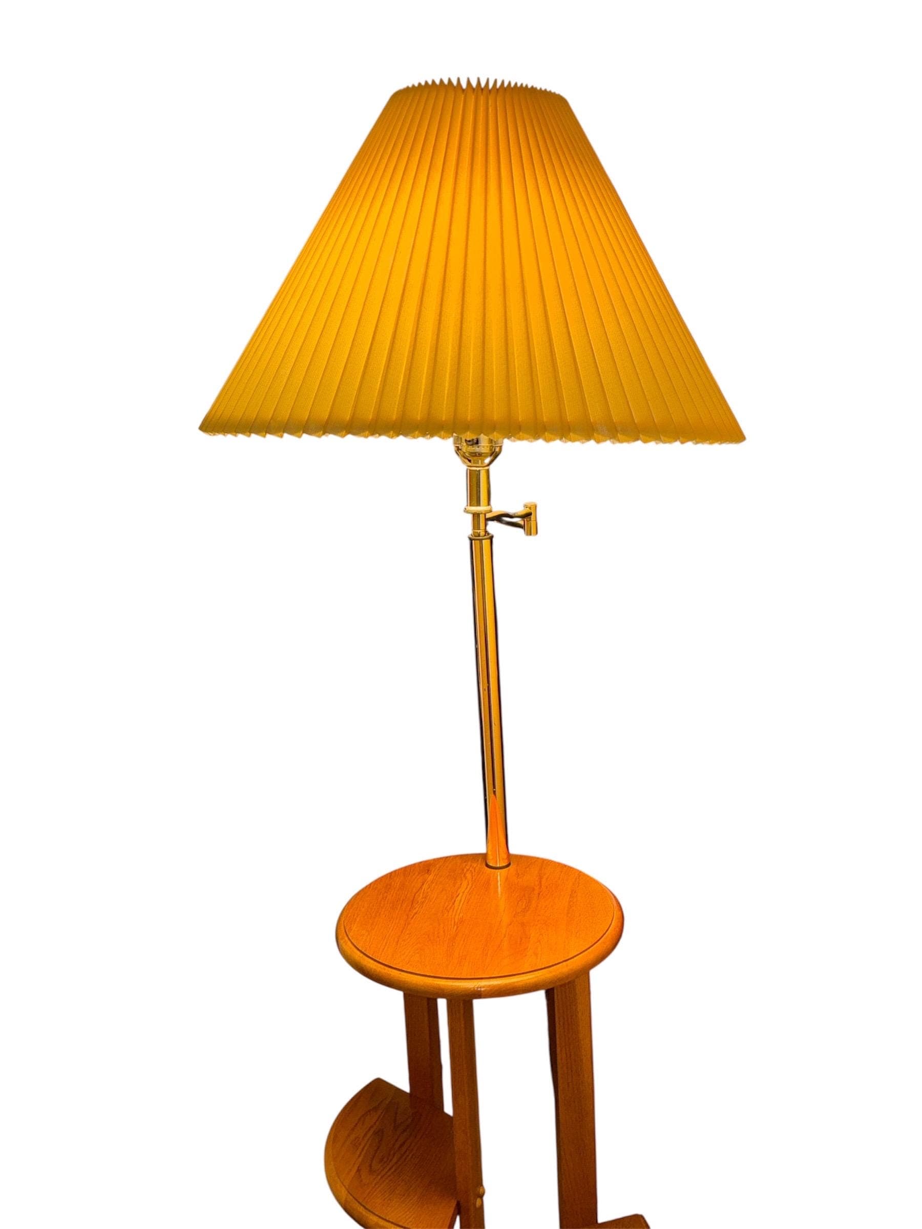 Vintage Anthony California Floor Lamp – Mid Century Oak Plant Stand, Swing Arm Lighting - Thumbnail 7