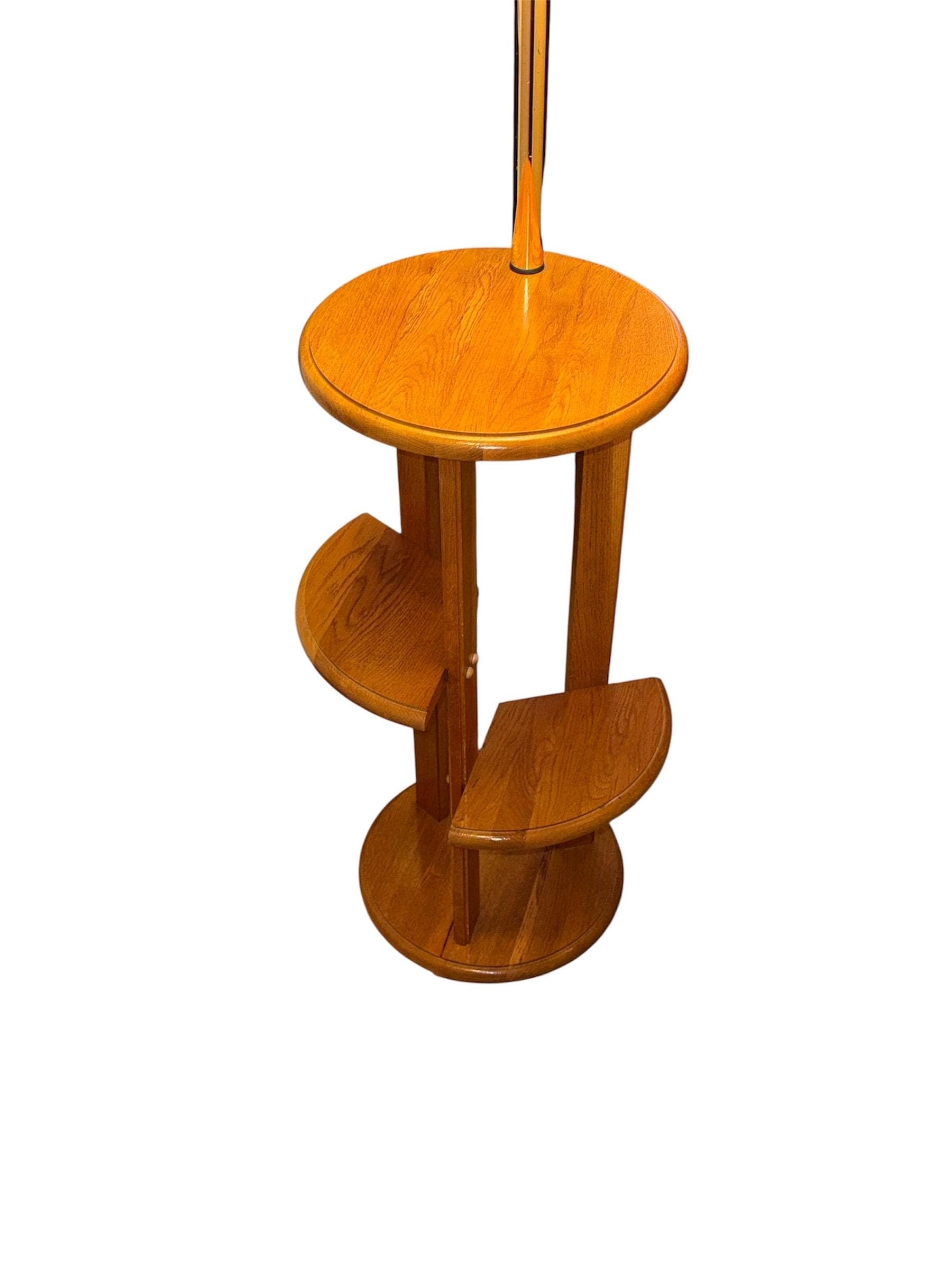 Vintage Anthony California Floor Lamp – Mid Century Oak Plant Stand, Swing Arm Lighting - Thumbnail 9