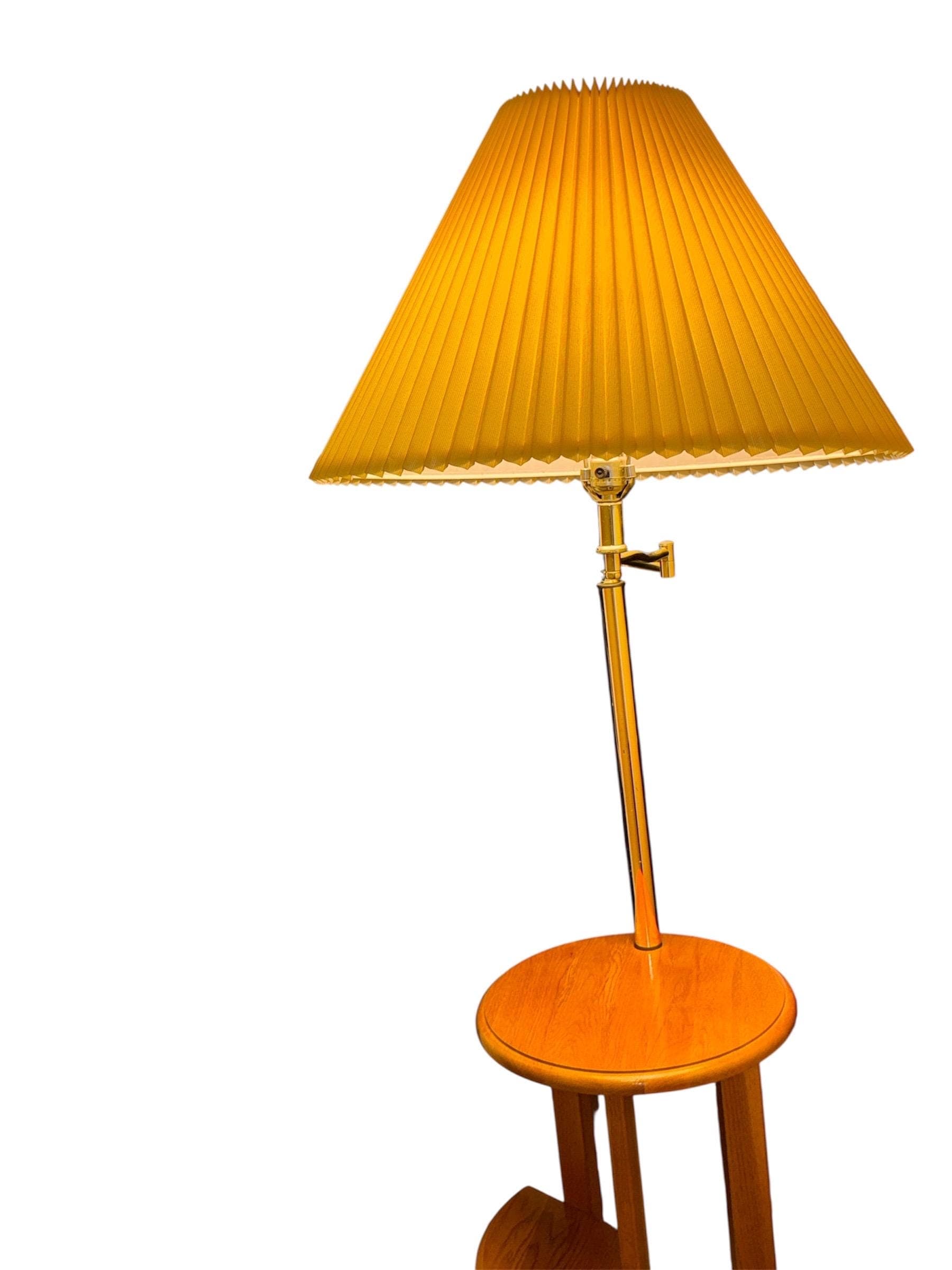 Vintage Anthony California Floor Lamp – Mid Century Oak Plant Stand, Swing Arm Lighting - Thumbnail 8