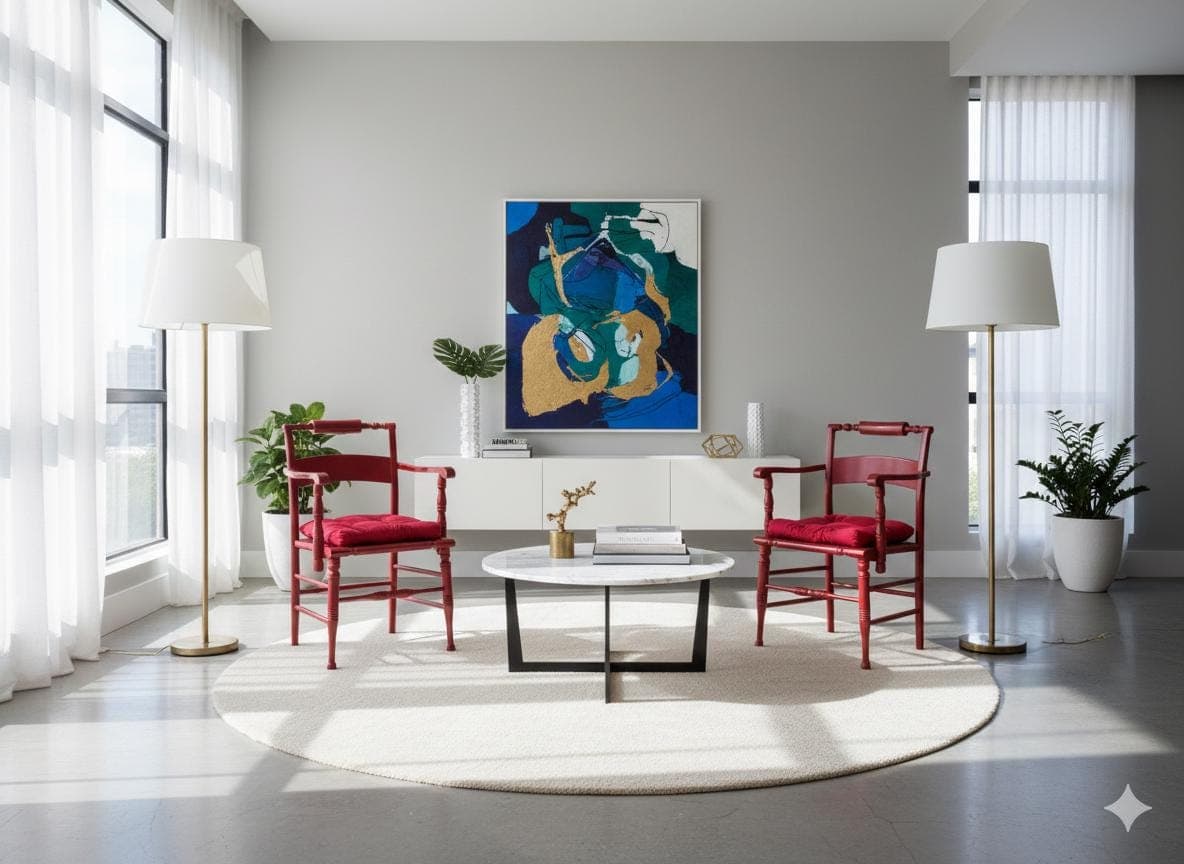 Vintage Hollywood Regency Red Lacquered Armchairs - Spindle Bobbin, Rush Seats - Thumbnail 15