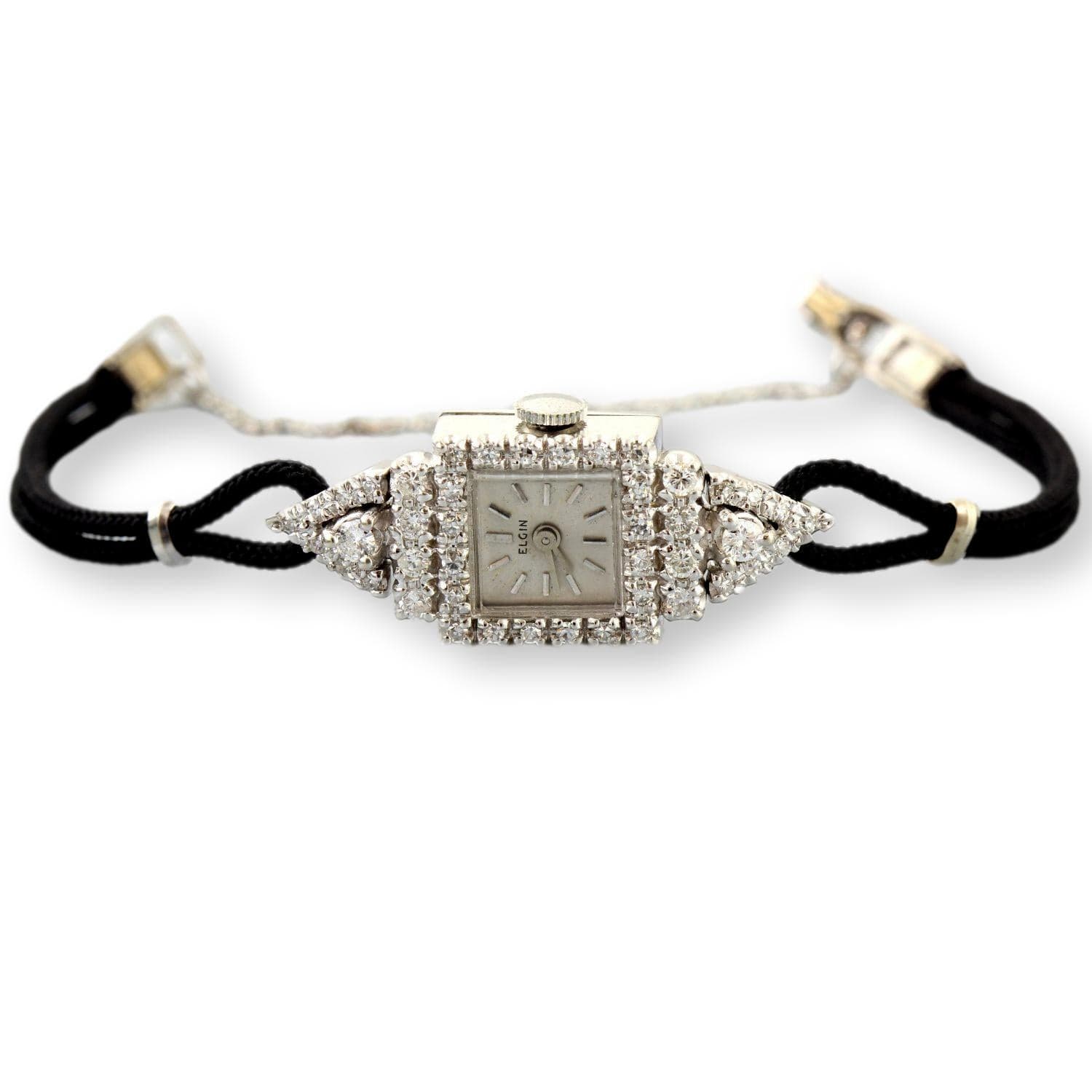 1950s Elgin 14K Gold .75ctw Diamond Watch - Swiss 17J Wind-Up - Size 7 - 7.25 - Thumbnail 3