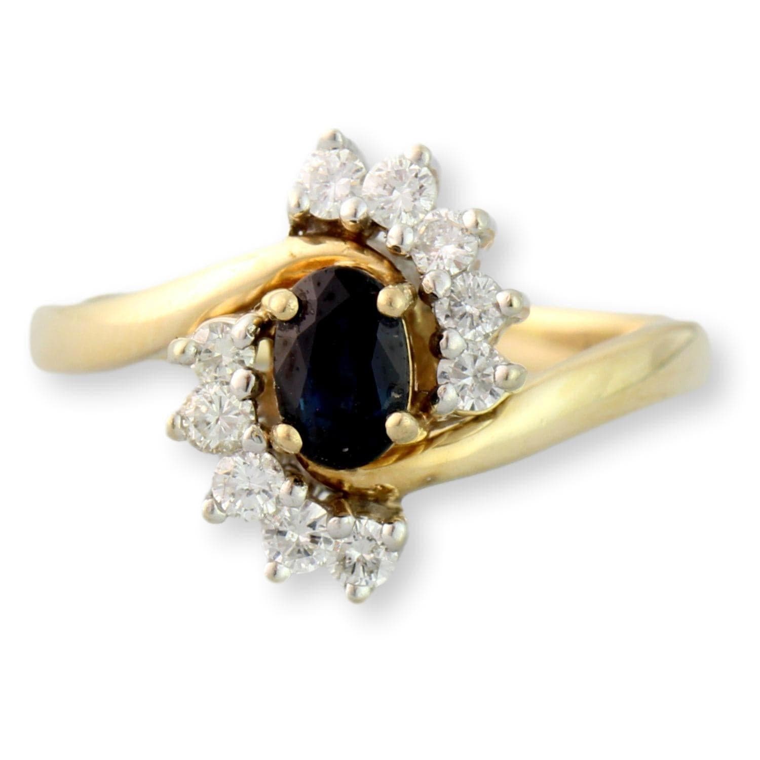 14K Gold Sapphire & Diamond Ring – Prism Lite – 0.65ct Natural Blue Sapphire & 0.38ctw Diamonds - Size 7.75 - Image 1