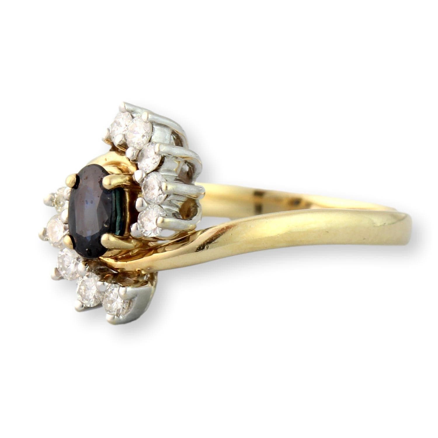 14K Gold Sapphire & Diamond Ring – Prism Lite – 0.65ct Natural Blue Sapphire & 0.38ctw Diamonds - Size 7.75 - Thumbnail 3