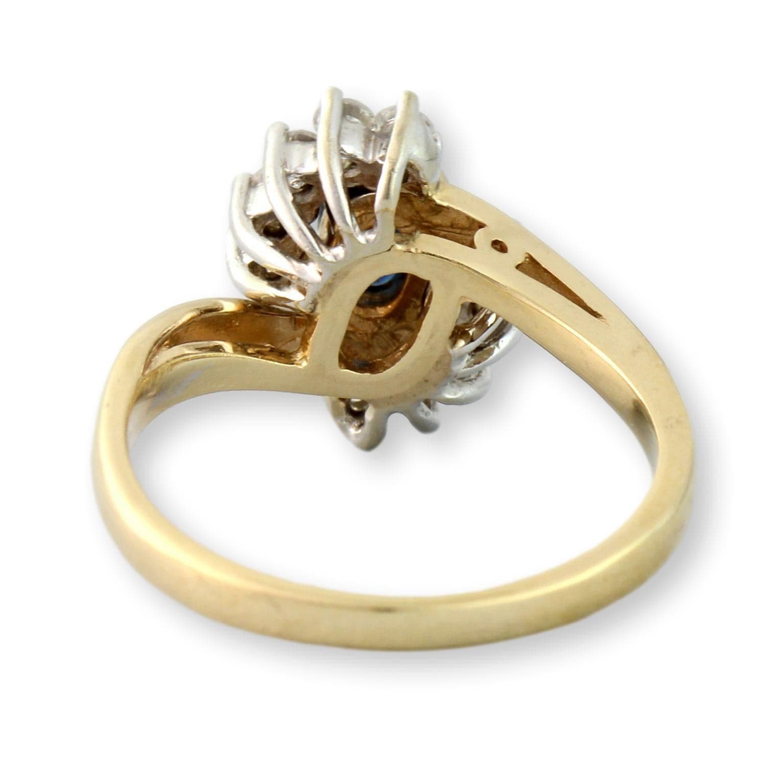 14K Gold Sapphire & Diamond Ring – Prism Lite – 0.65ct Natural Blue Sapphire & 0.38ctw Diamonds - Size 7.75 - Thumbnail 4