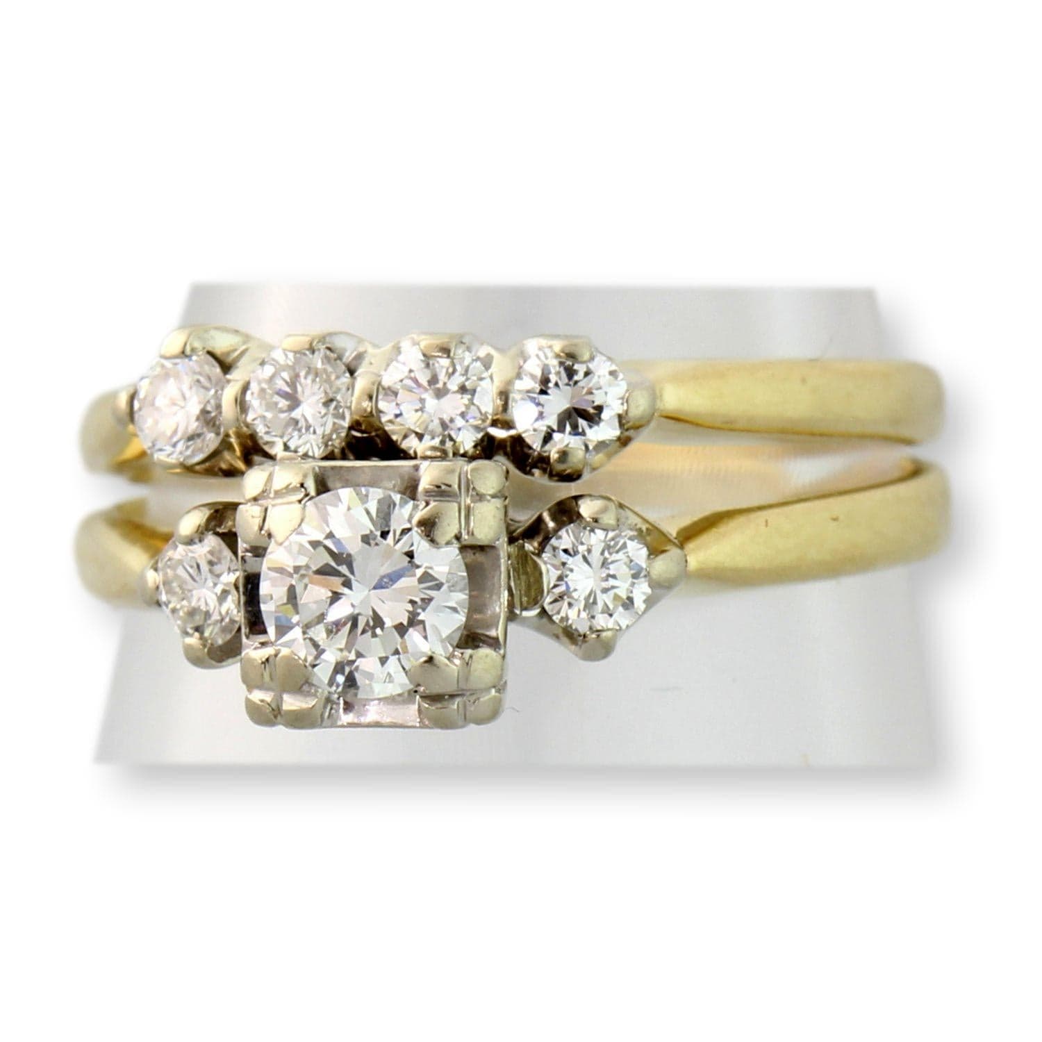 Vintage 14K Diamond Engagement & Wedding Band Set - Size 7.25 - Image 1