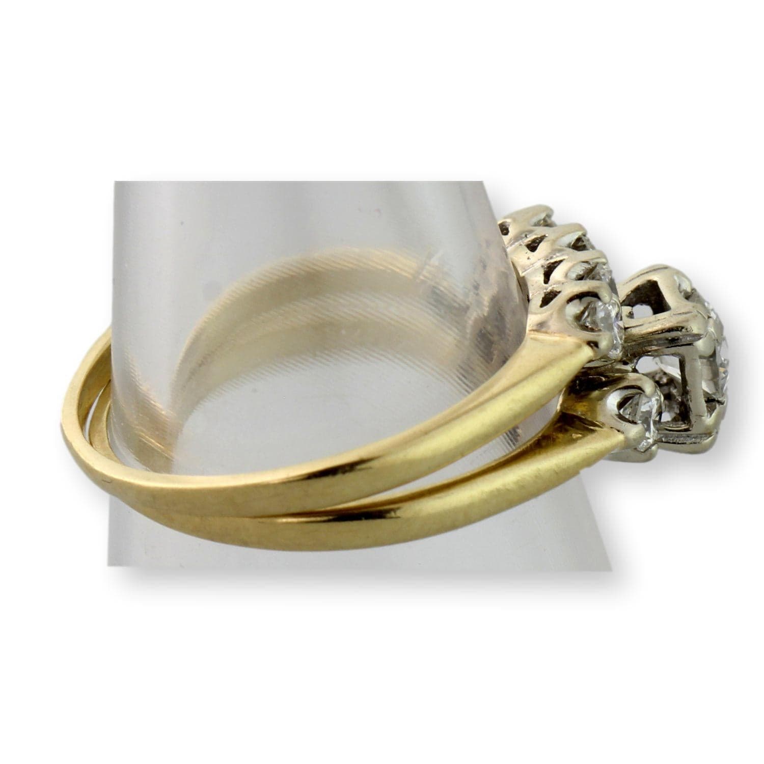 Vintage 14K Diamond Engagement & Wedding Band Set - Size 7.25 - Thumbnail 3