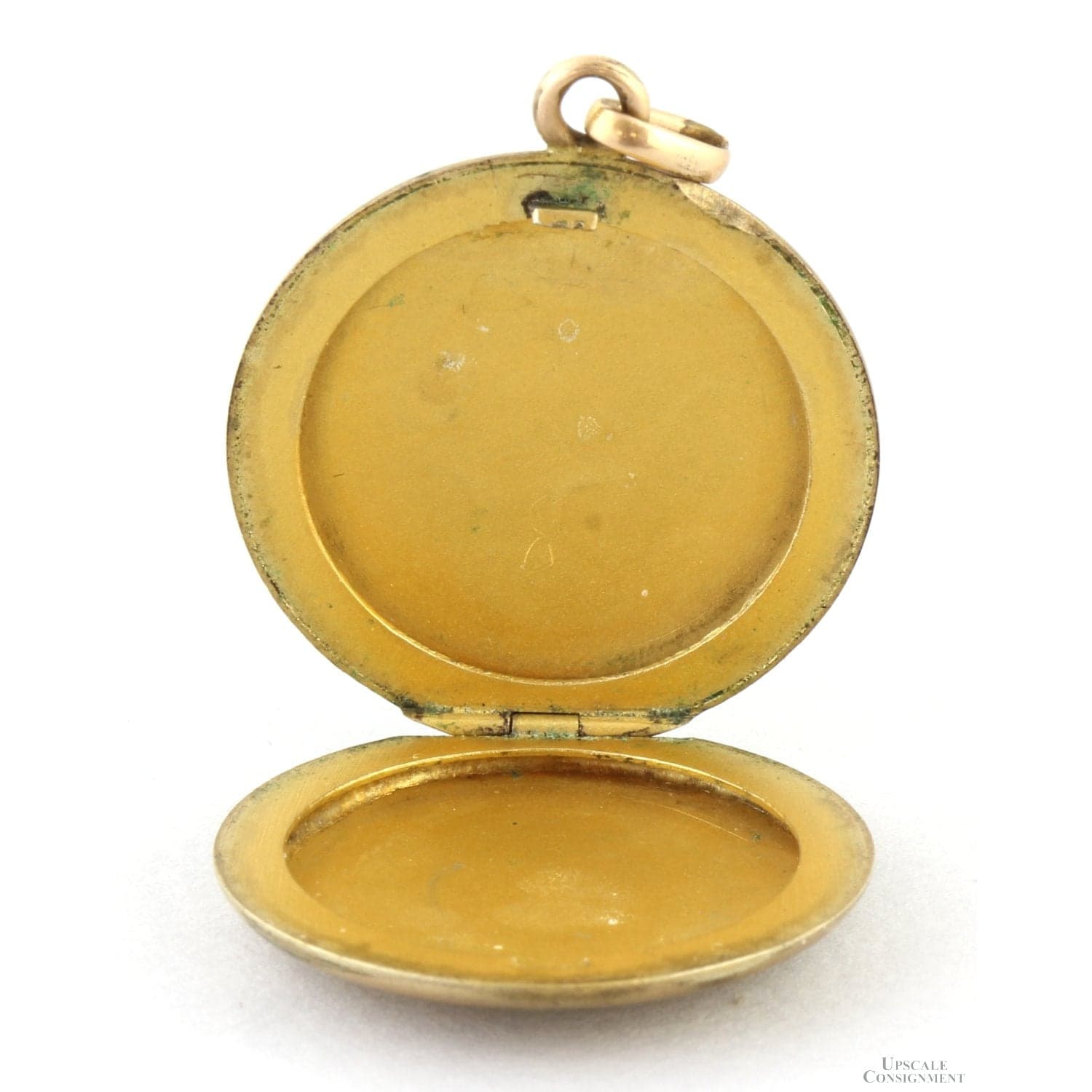 Gold-Tone Locket - Tri-Color Floral Motif & Script Monogram - 1" x 1" - Thumbnail 5