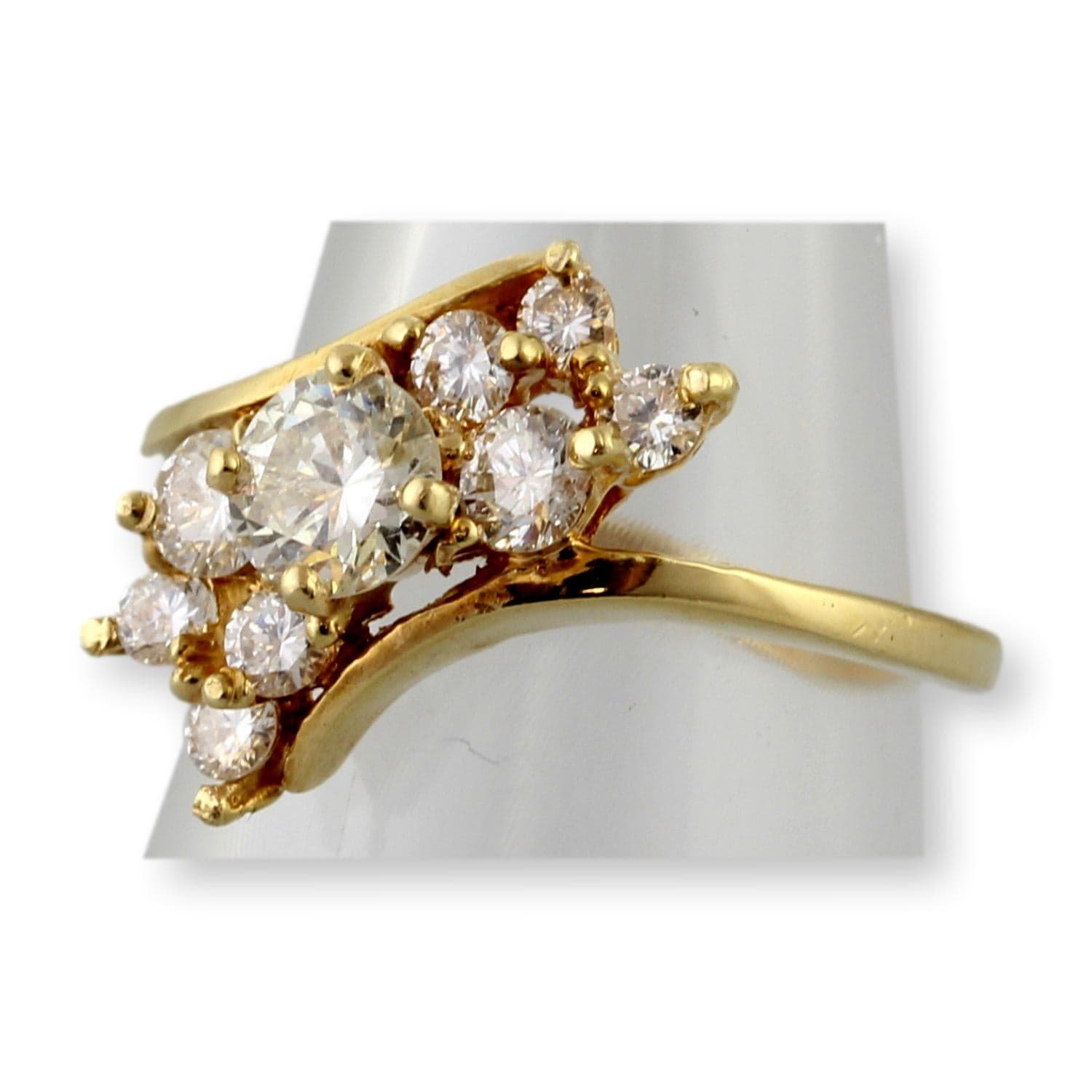 14K Yellow Gold 1.19ctw Diamond Bypass Style Ring - Size 5.75 - Thumbnail 2