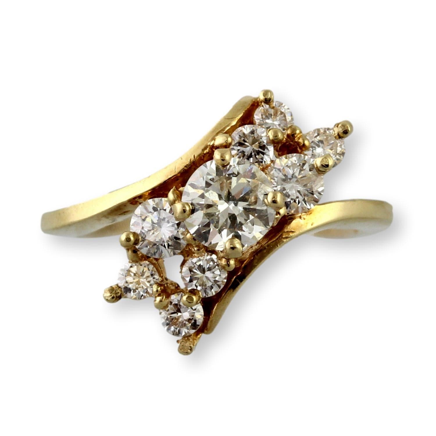 14K Yellow Gold 1.19ctw Diamond Bypass Style Ring - Size 5.75 - Image 1
