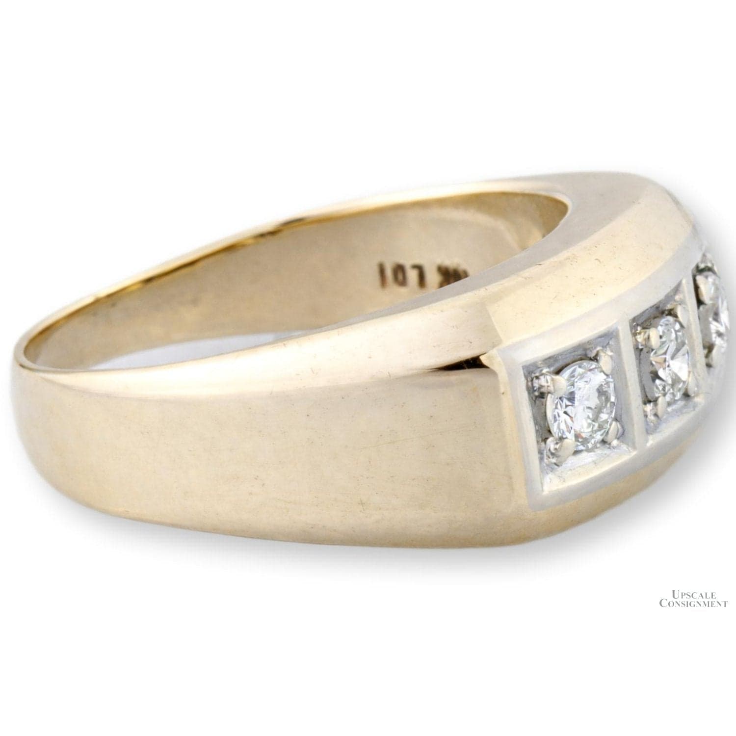 Vintage 10K Gold Three-Stone .43ctw Diamond Men’s Ring - Size 11.5 - Thumbnail 4