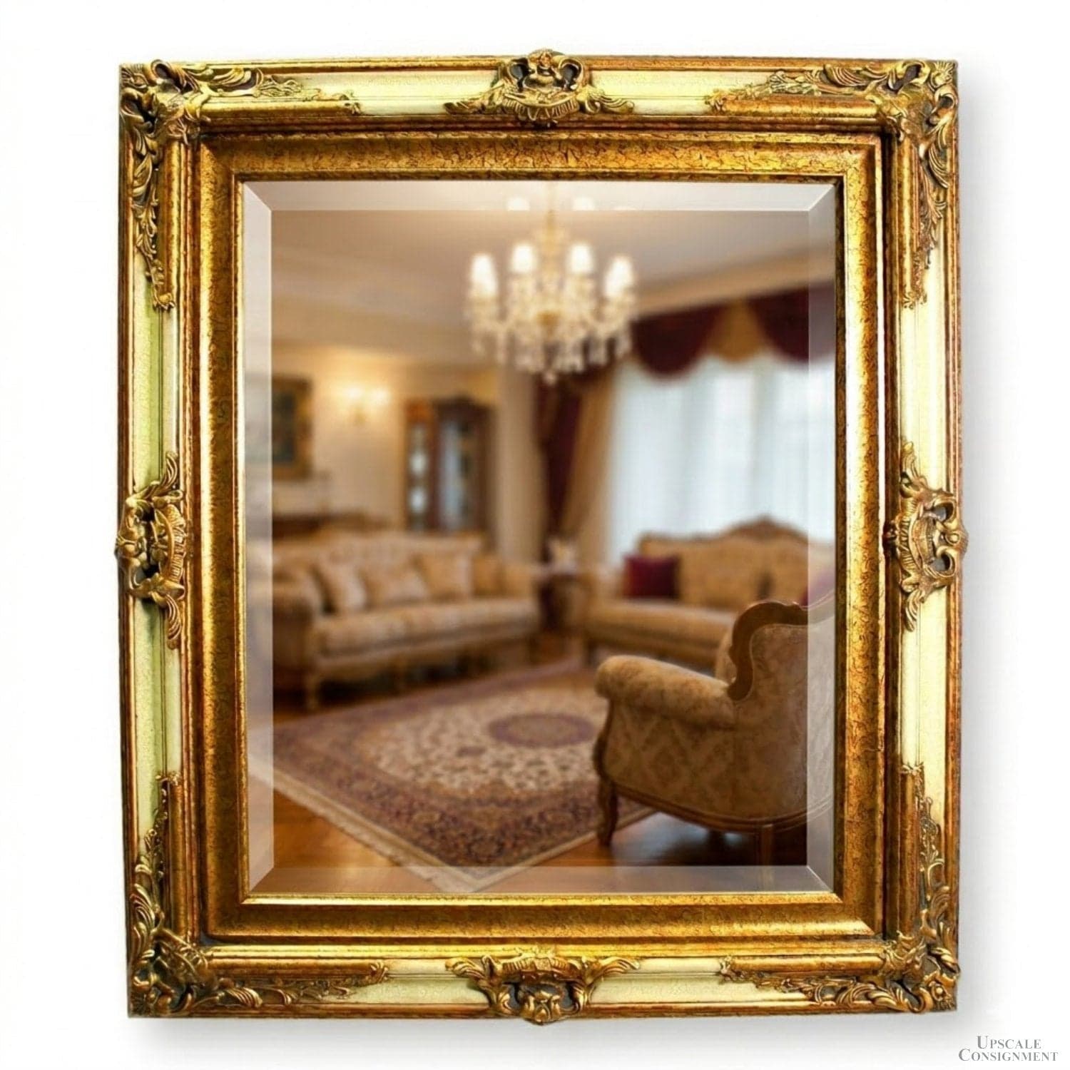 Bombay Co. Ornate Gold & White Wall Mirror - Image 1