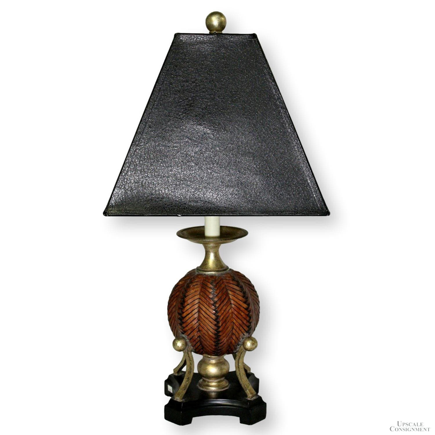Uttermost Black & Gold Woven Orb Table Lamp - Image 1
