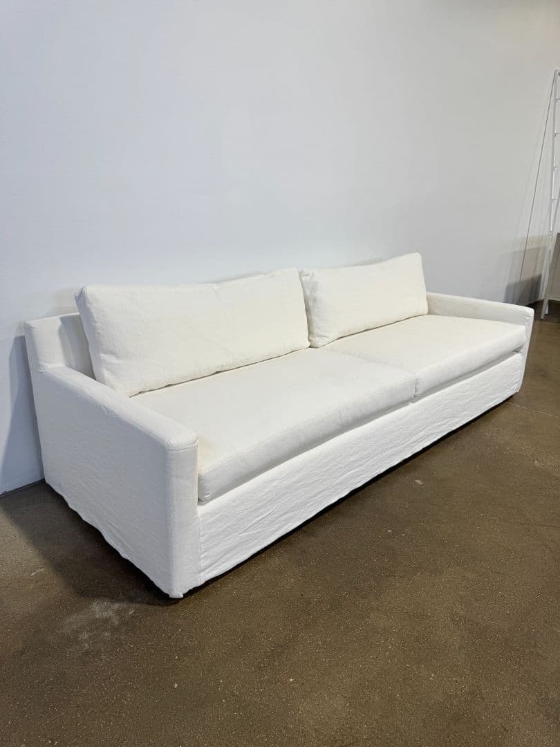 Jenni Kayne Harbor Sofa – 108" White Linen - Thumbnail 2