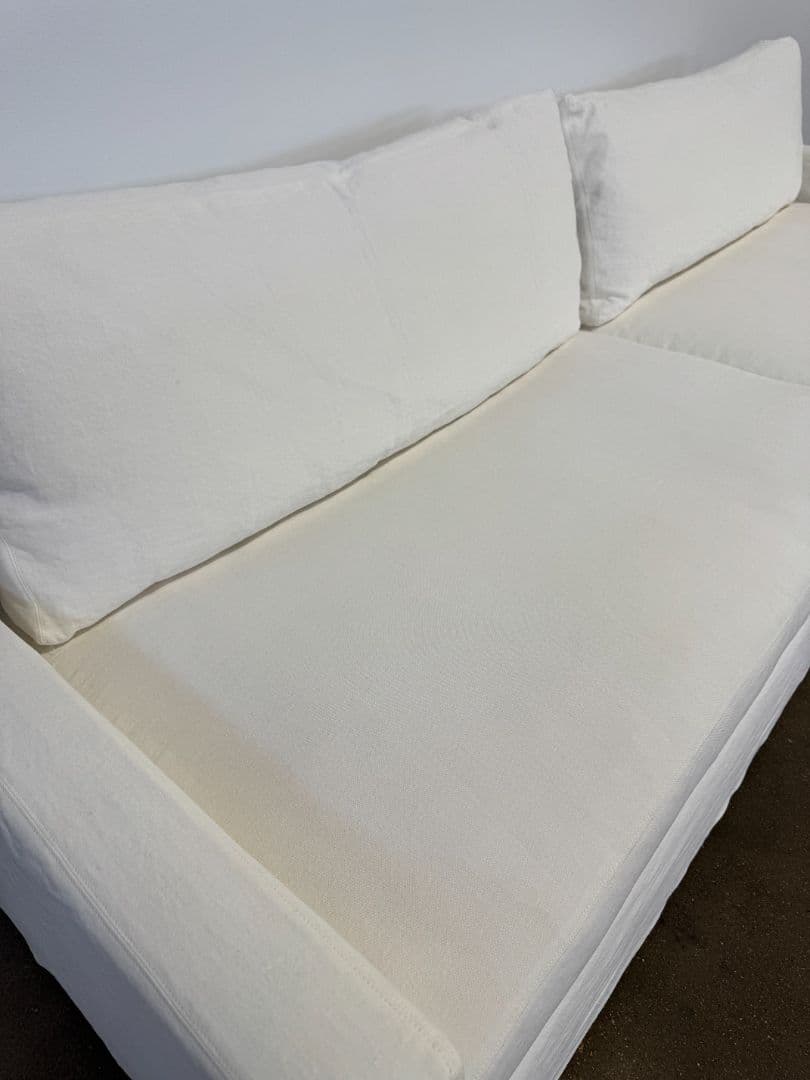 Jenni Kayne Harbor Sofa – 108" White Linen - Thumbnail 3