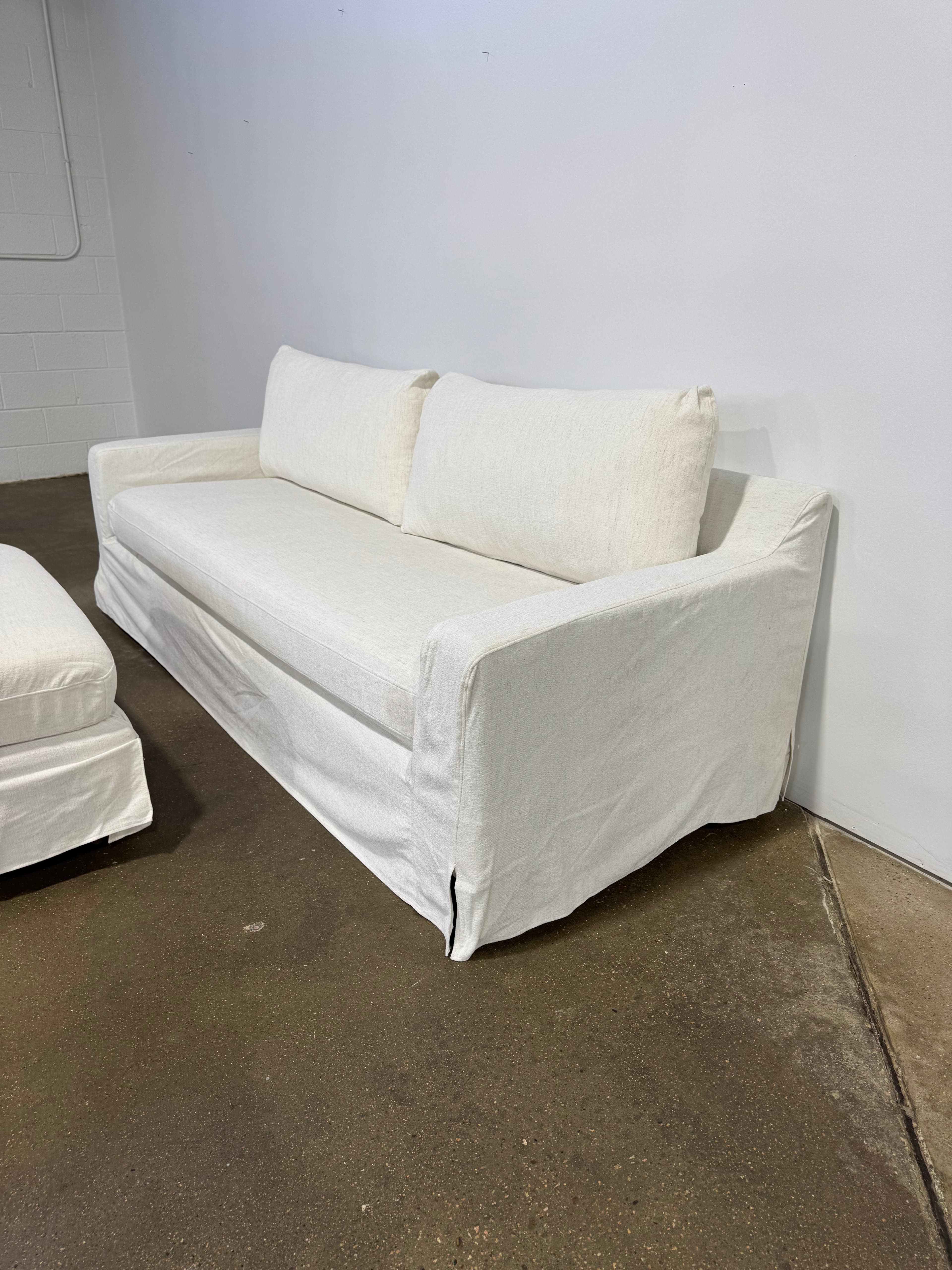 Interior Define Sloan Slipcovered Sofa w/ Ottoman - Thumbnail 4