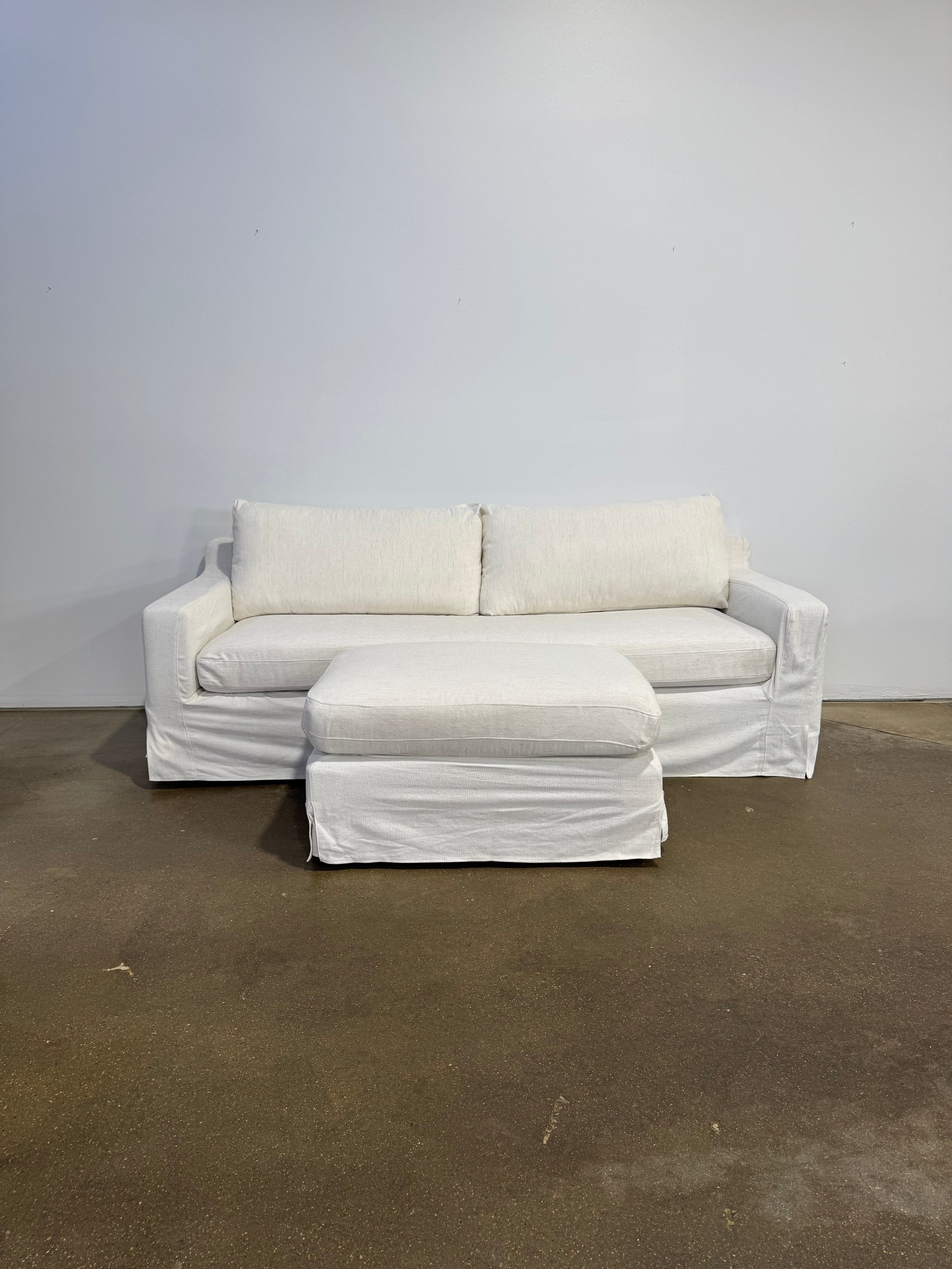 Interior Define Sloan Slipcovered Sofa w/ Ottoman - Thumbnail 3