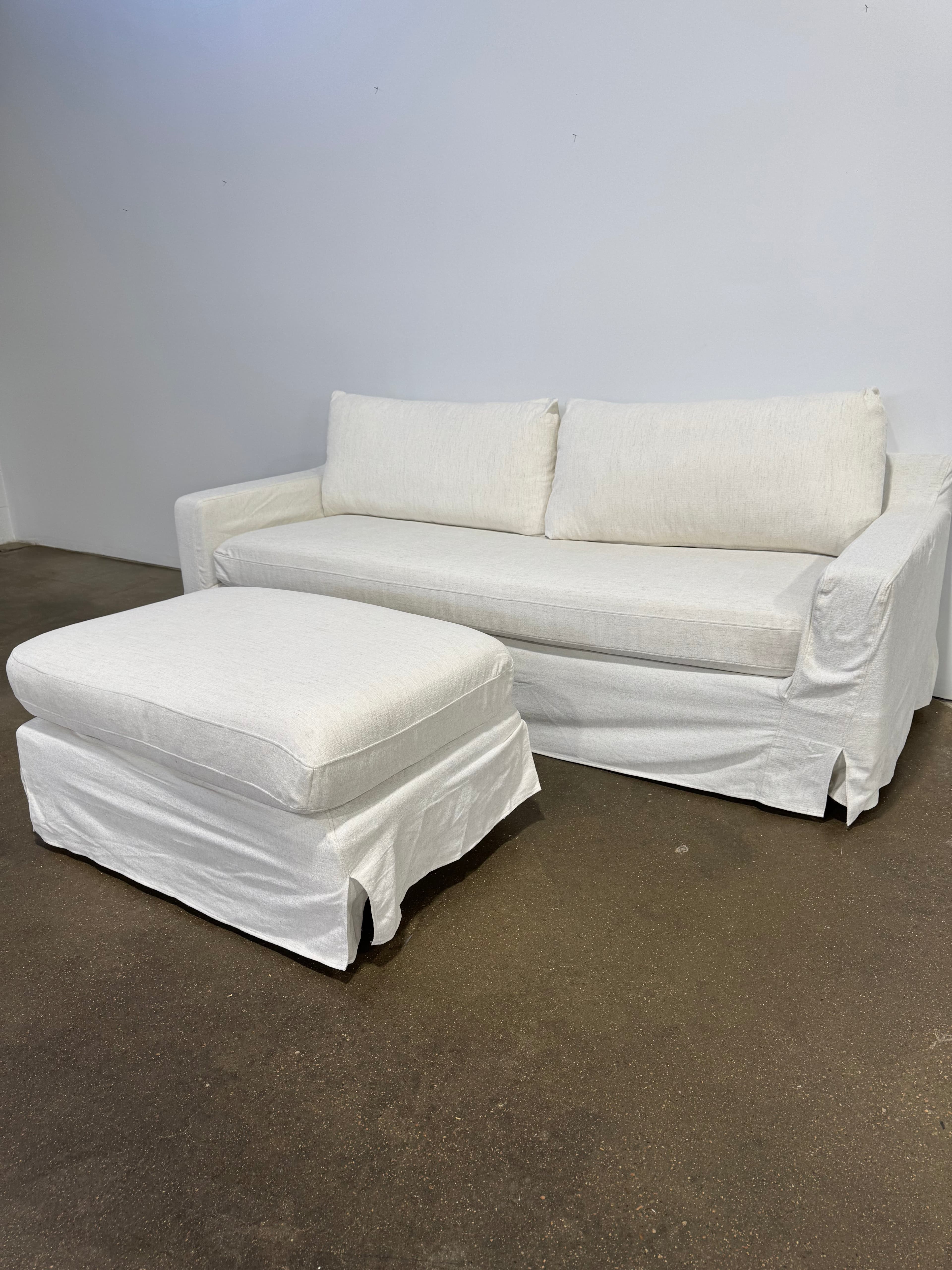 Interior Define Sloan Slipcovered Sofa w/ Ottoman - Thumbnail 6