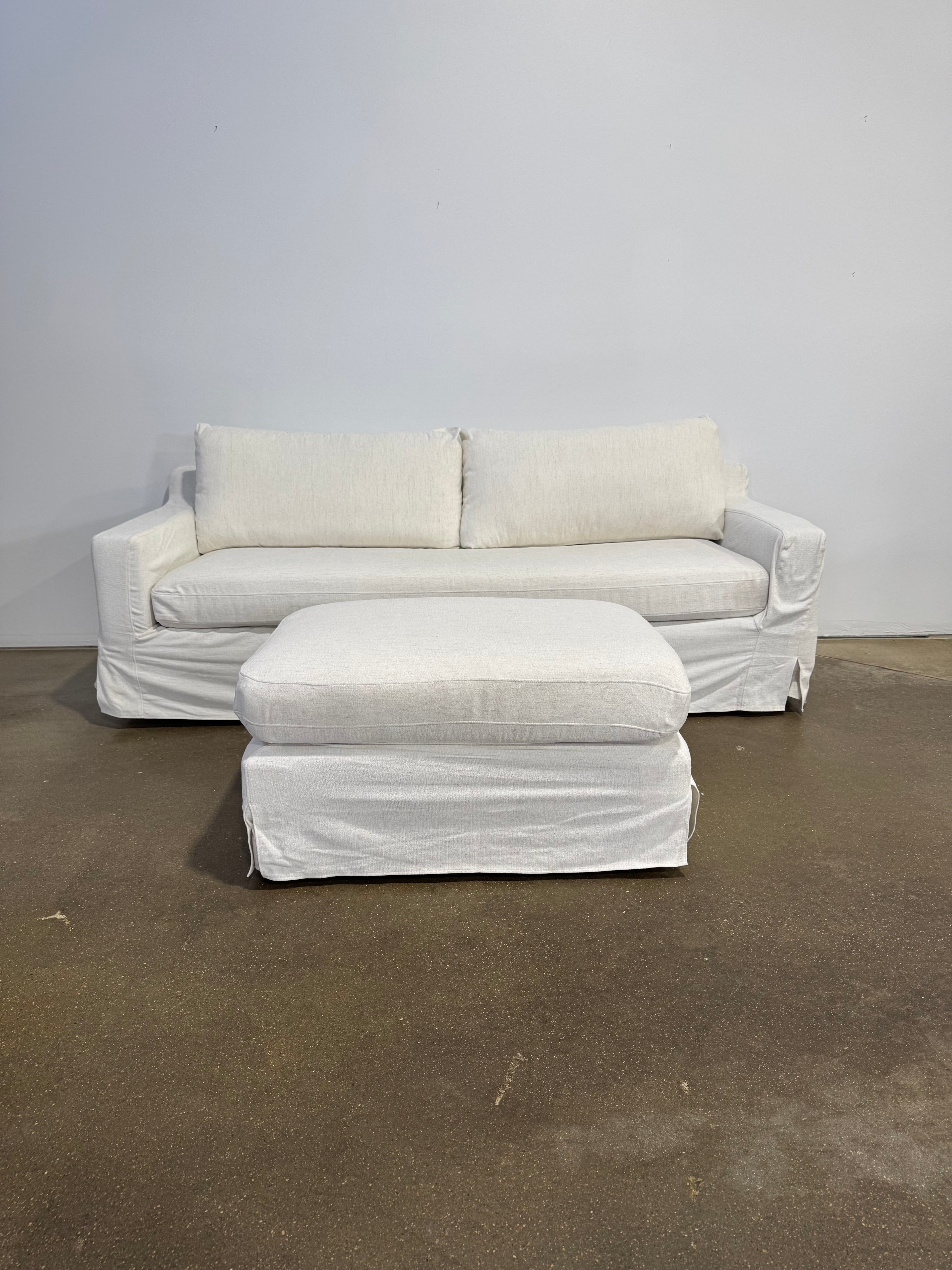 Interior Define Sloan Slipcovered Sofa w/ Ottoman - Thumbnail 8