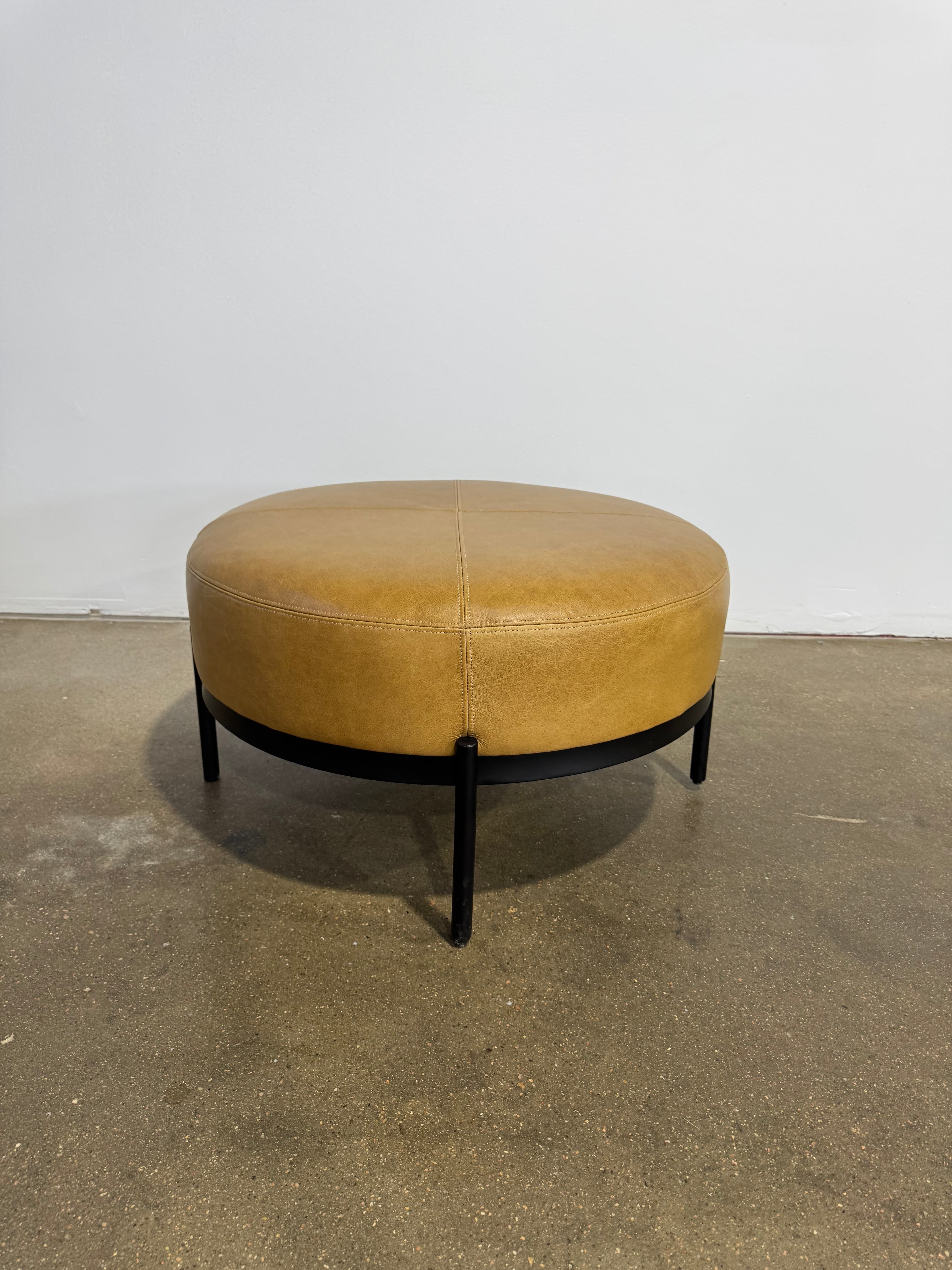 Interior Define Kyle Leather Ottoman - Image 1