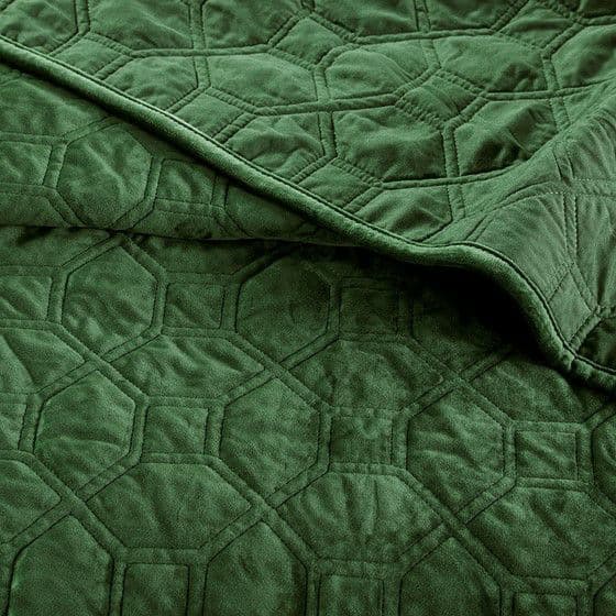 *NEW* Harper Green Faux Velvet Reversible 3 Piece Coverlet Set-Full/Queen - Image 1
