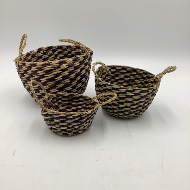 *NEW* Set of 3 Round Seagrass Basket - Image 1