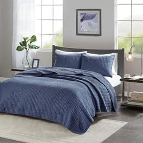*NEW* Keaton Reversible Twin/TwinXL Coverlet Set/Navy - Image 1