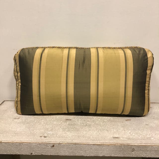 Oblong Down Filled Gold and Green Stripe Pillow - Image 1