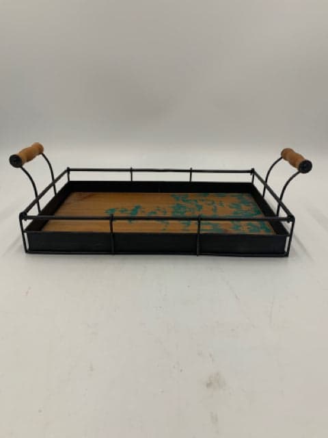 Wood & Aluminium Serving Tray - Image 1