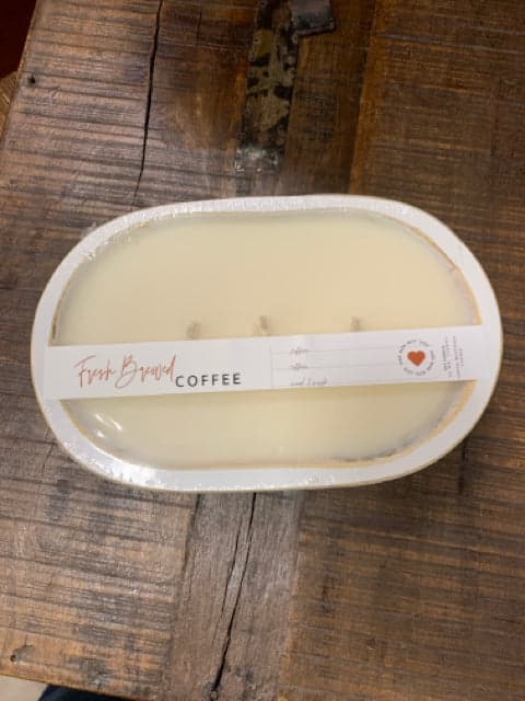 *NEW* 3-Wick Wood Dough Bowl Candle-Fresh Brewed Coffee - Image 1