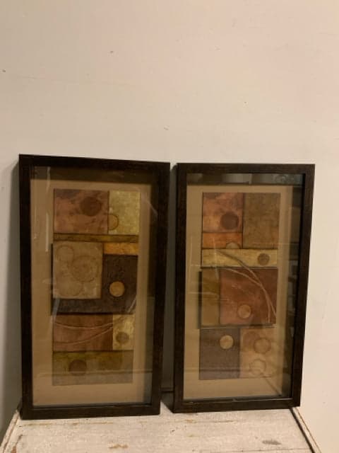 Set Of 2 Abstract Square Framed Artwork - Image 1
