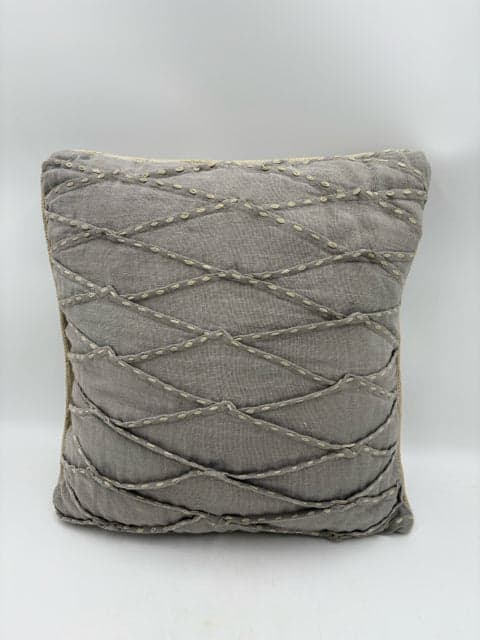 Grey And Cream Stitched Down Pillow - Image 1