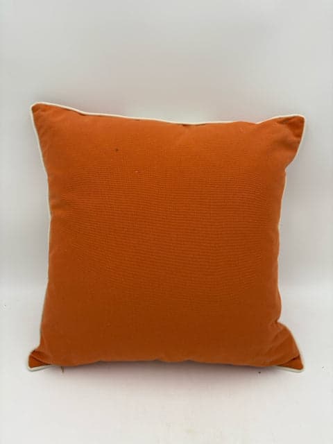Orange And Cream Pillow With Gold Metal Accents - Thumbnail 2