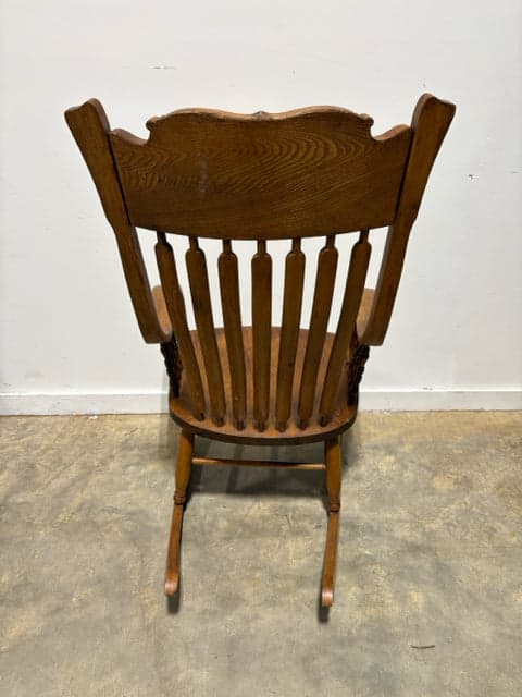 Antique Carved Wooden Rocking Chair - Thumbnail 3