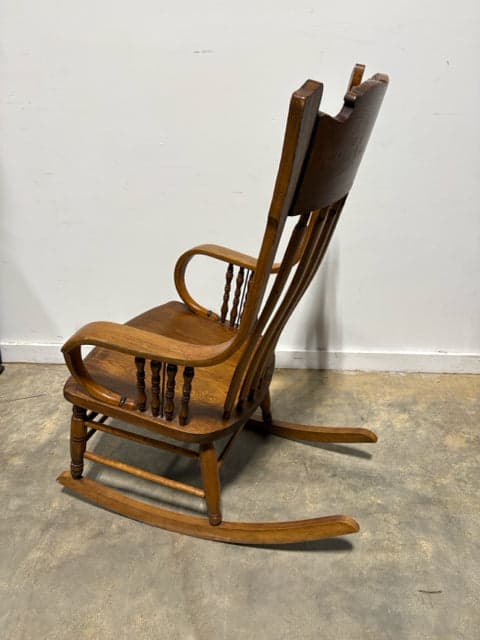 Antique Carved Wooden Rocking Chair - Thumbnail 2