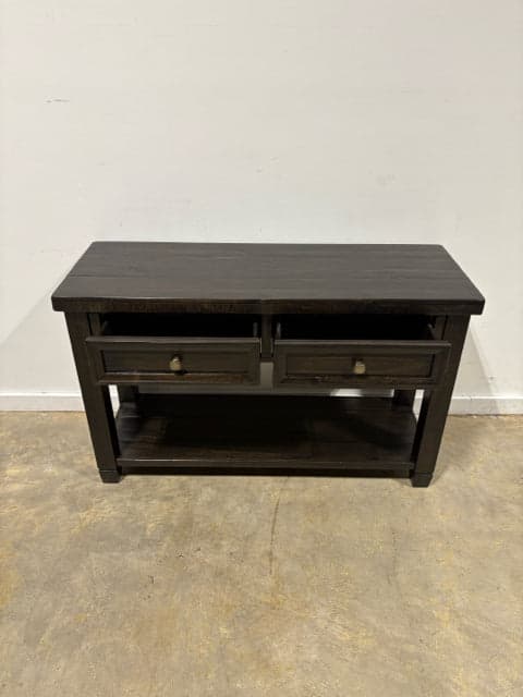 Dark Wood 2 Drawer Console Table with Bottom Shelf - Thumbnail 3
