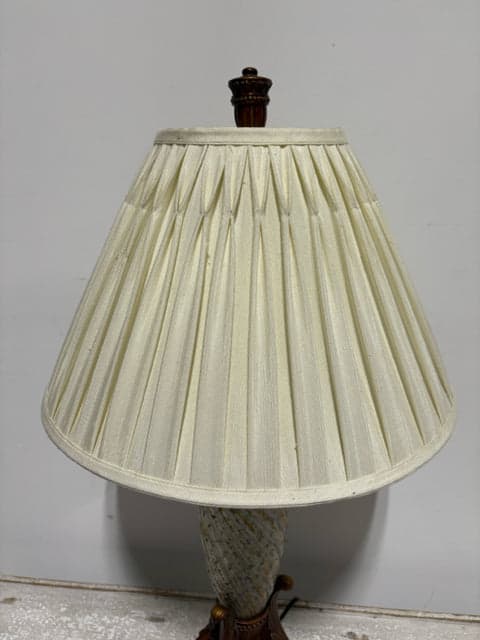 Dale Tiffany Glass And Bronze Table Lamp With Pleated Shade - Thumbnail 3